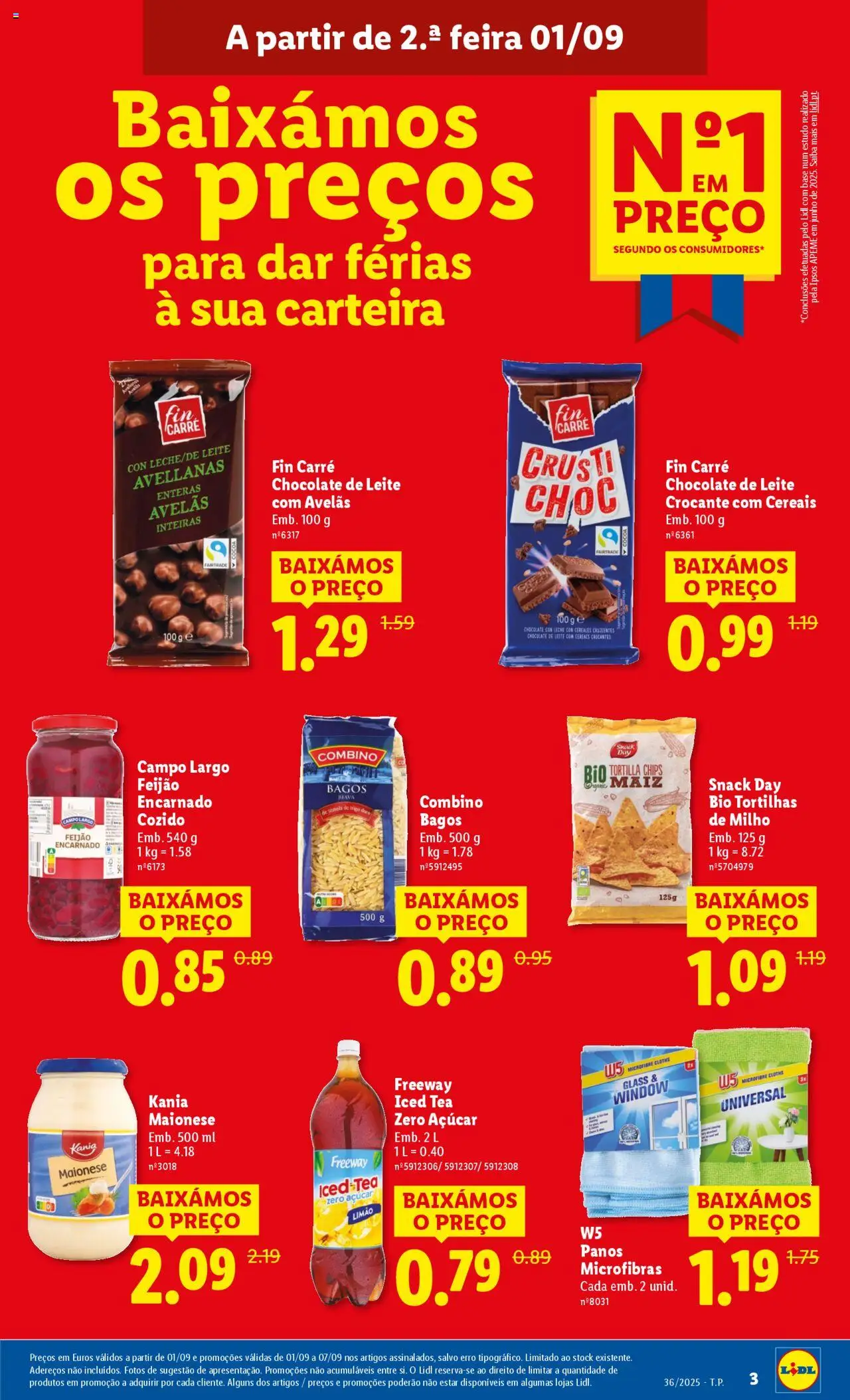 Lidl folheto │ válido de 01.09.2025 | Página: 3 | Produtos: Leite, Chocolate, Maionese, Açúcar