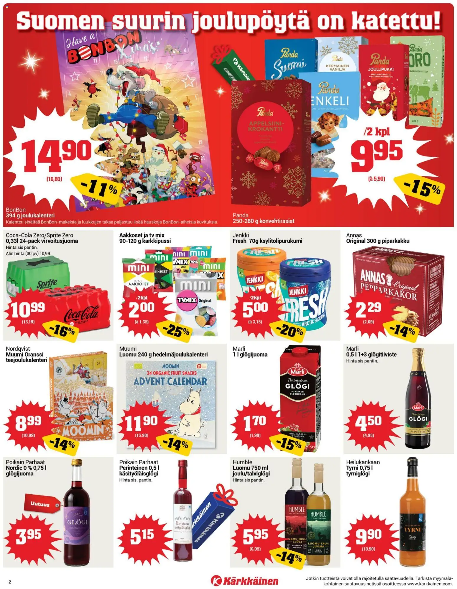 Kärkkäinen tarjoukset – voimassa 05.11.2025 alkaen | Sivu: 2 | Tuotteet: Joulukalenteri, Kalenteri, Sprite, TV