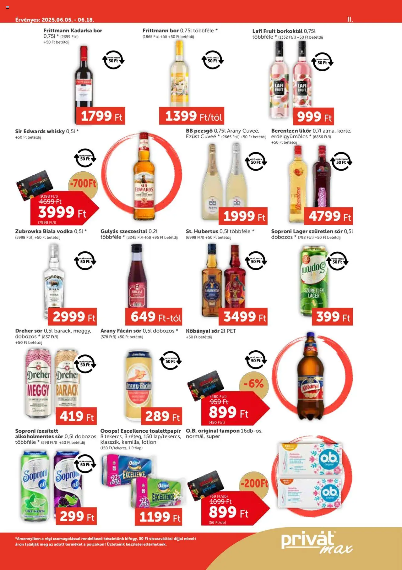 PRIVÁT akciós ujság - amely érvényes a következő dátumtól: 05.06.2025 | Oldal: 11 | Termékek: Lime, Pezsgő, Alkoholmentes sör, Likőr