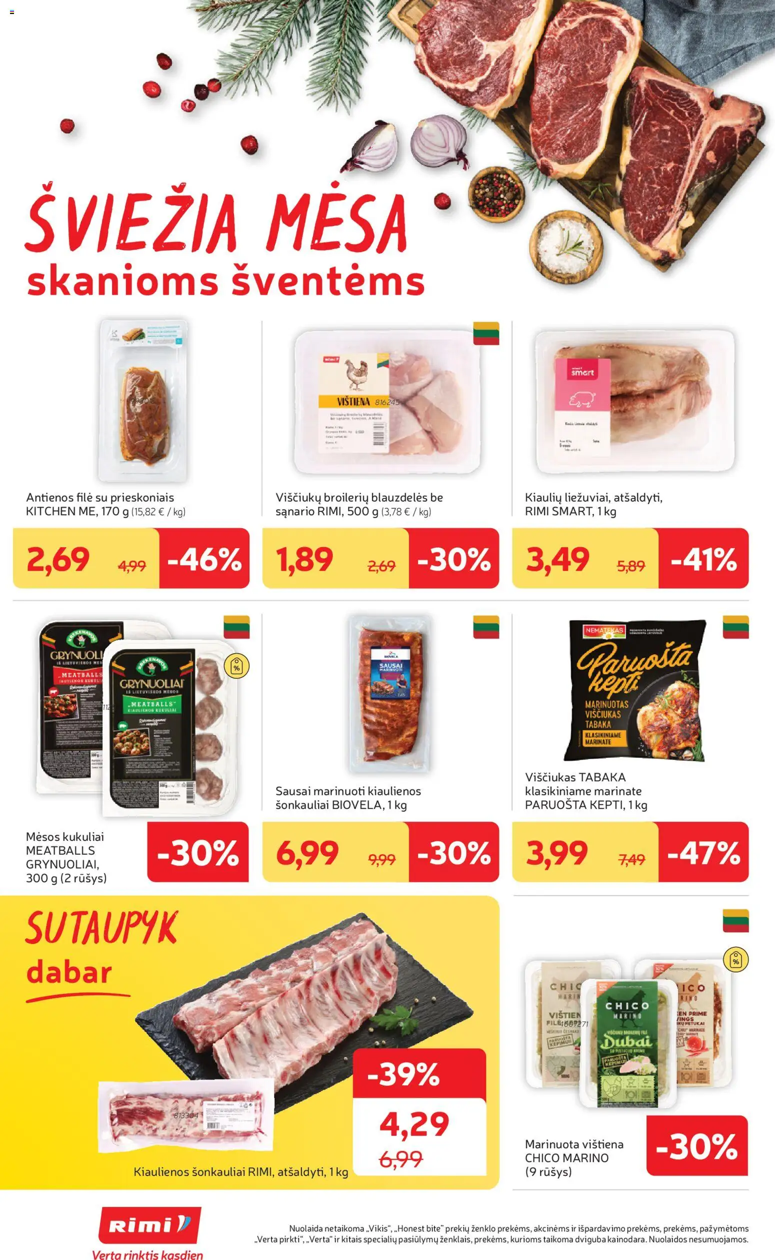 Rimi akcijos nuo 18.11.2025 | Puslapis: 8 | Prekių: Kiaulienos, Viščiukas, Vištiena