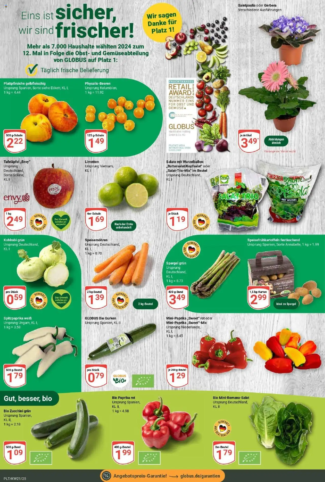 Globus prospekt Plattling	 - gültig ab dem 19.05.2025 | Seite: 5 | Produkte: Limetten, Paprika, Zucchini, Salat