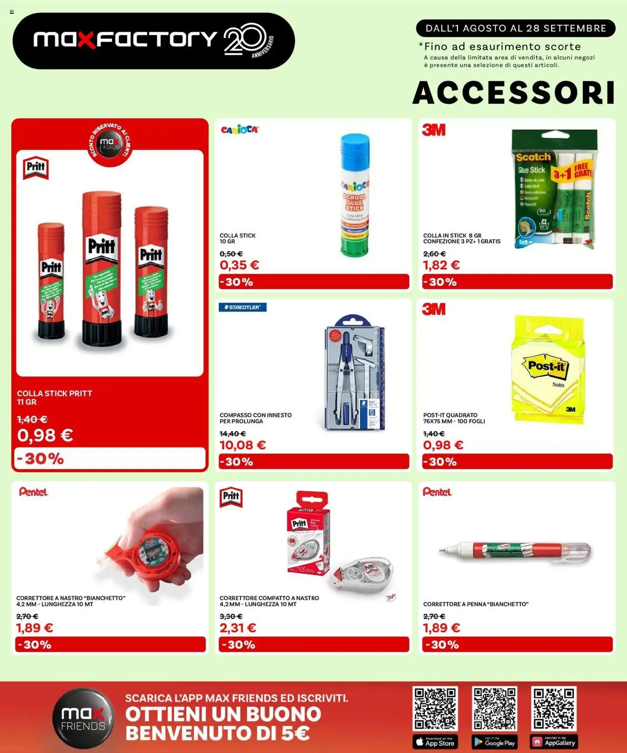Volantino Max Factory del 31.07.2025 | Pagina: 9 | Prodotti: The, Colla, Compasso, Correttore