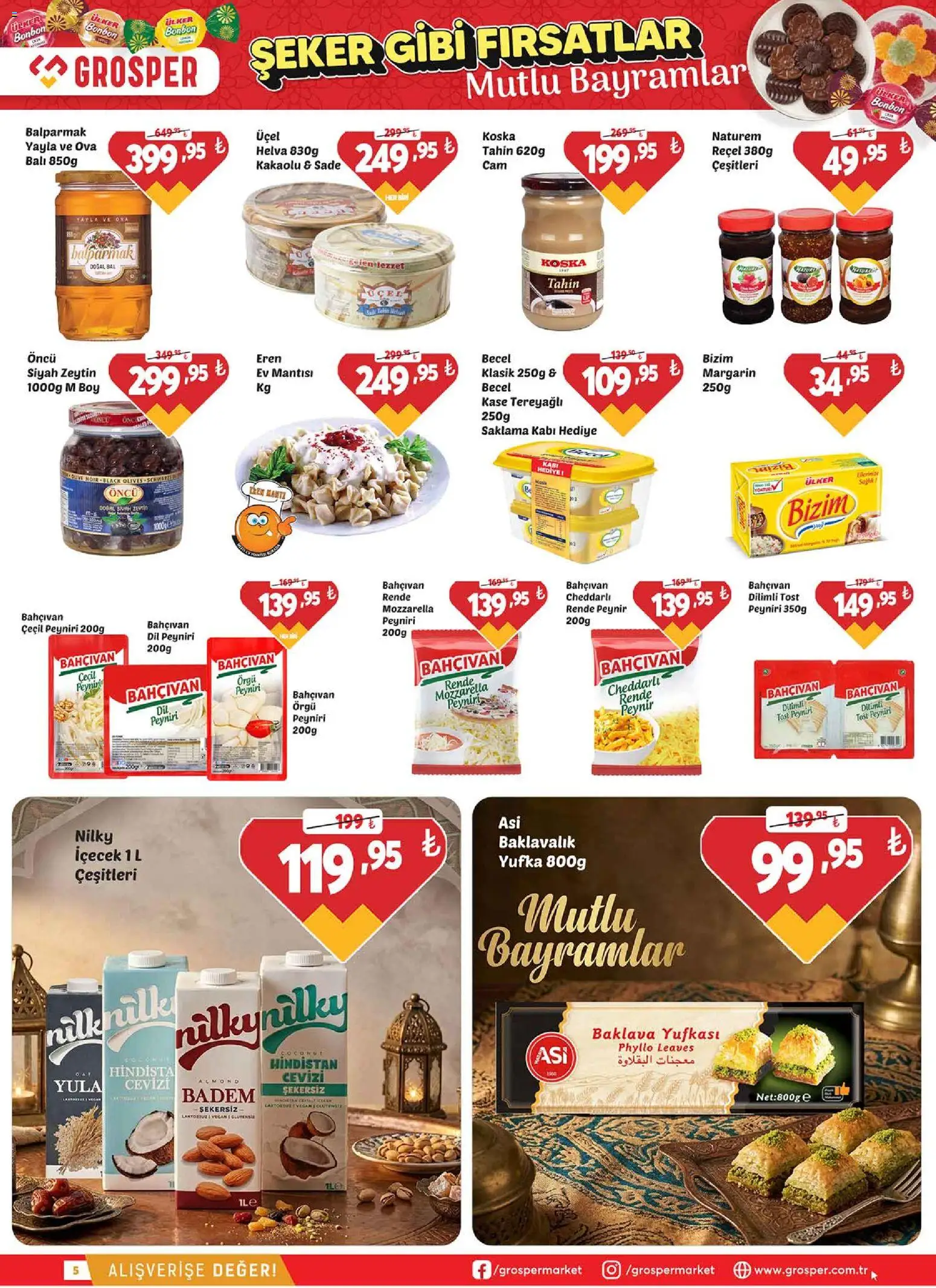 Grosper Katalog - 13.03.2026 tarihinden itibaren geçerlidir | Sayfa: 5 | Ürünler: Hindistan Cevizi, Peynir, Şeker, Badem