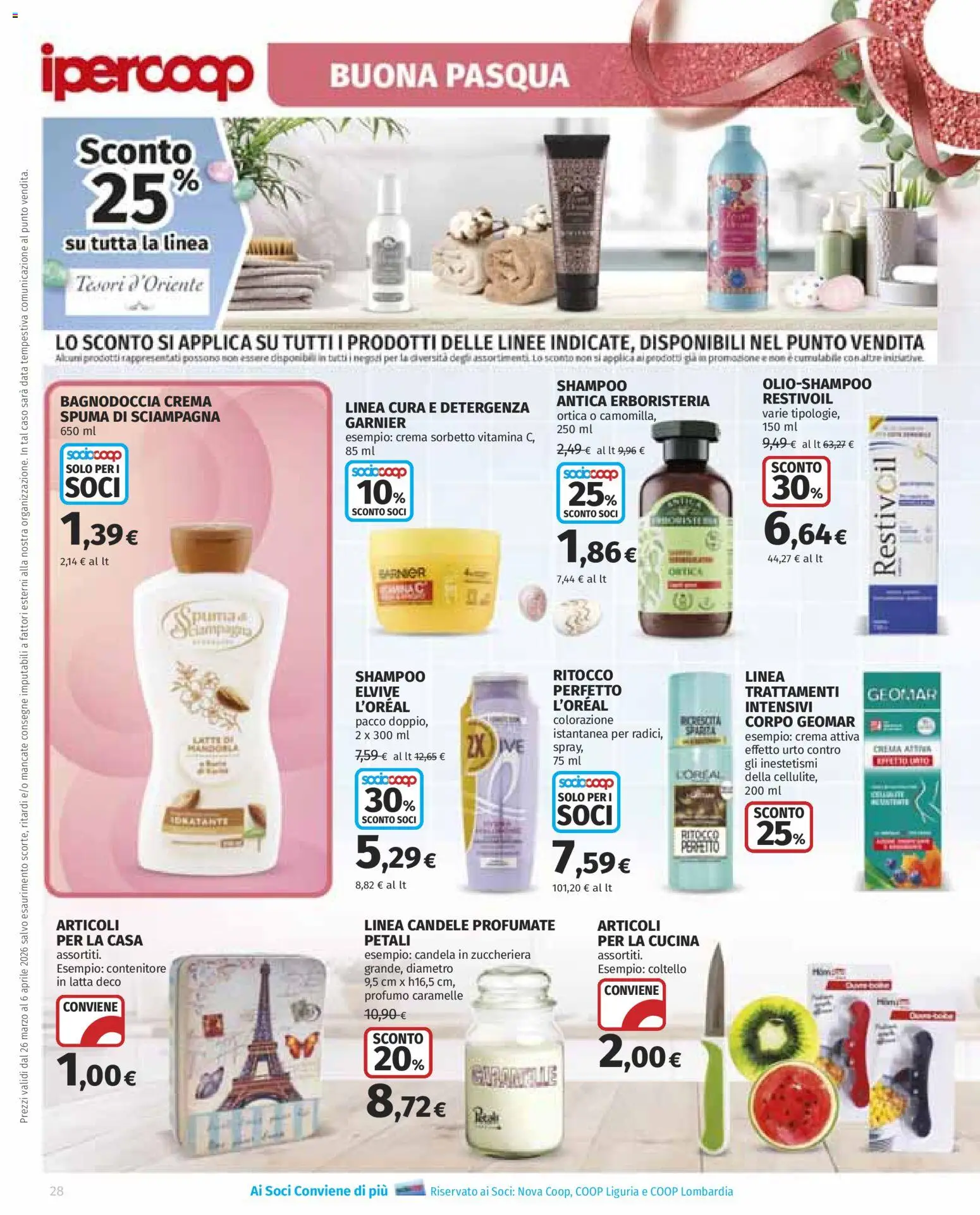 Volantino Ipercoop del 26.03.2026 | Pagina: 28 | Prodotti: Shampoo, Data, Contenitore, Candela