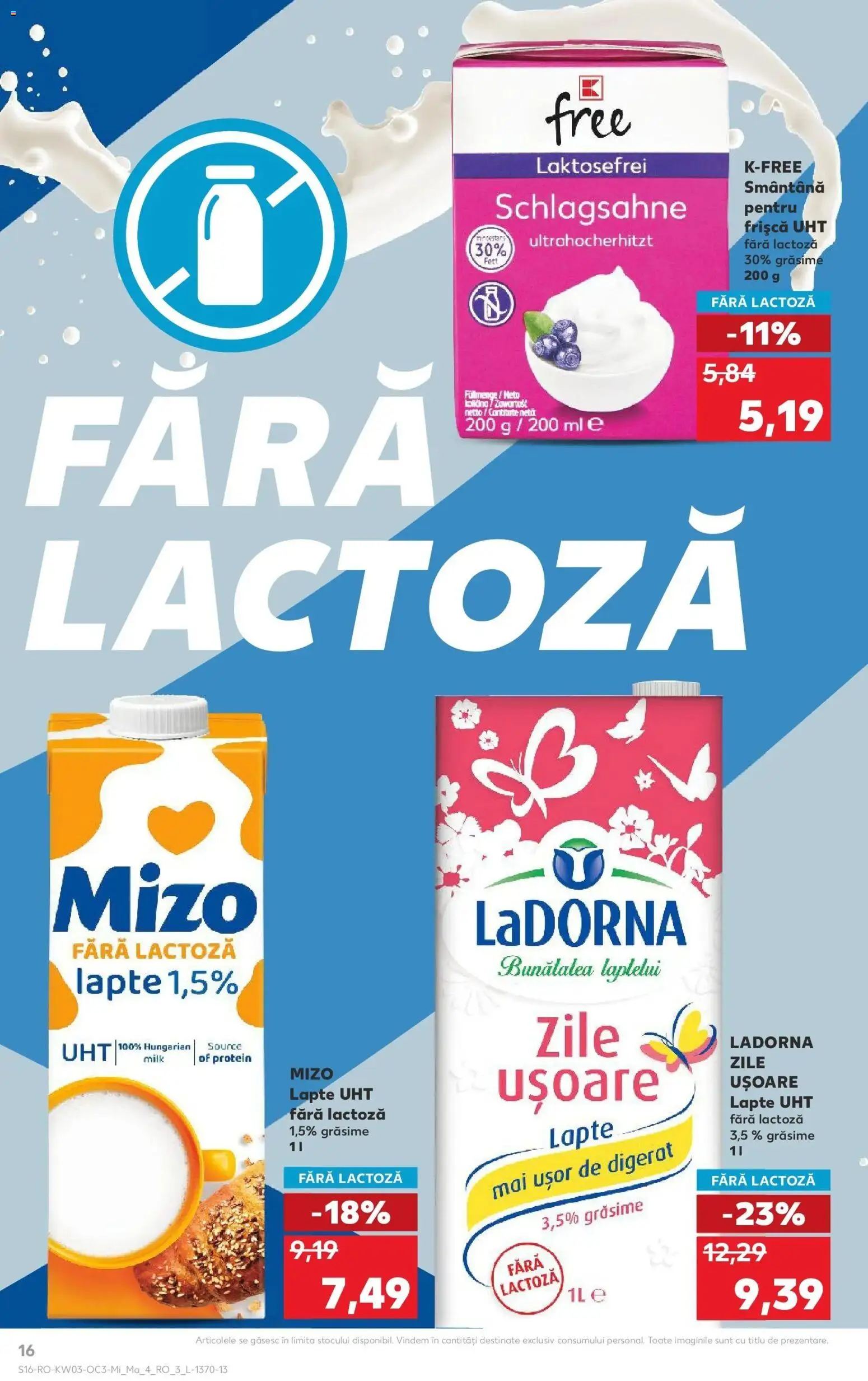 Noul catalog Kaufland – valabil de la 14.01.2026 | Pagină: 16 | Produse: Lapte, Frișcă, Smântână