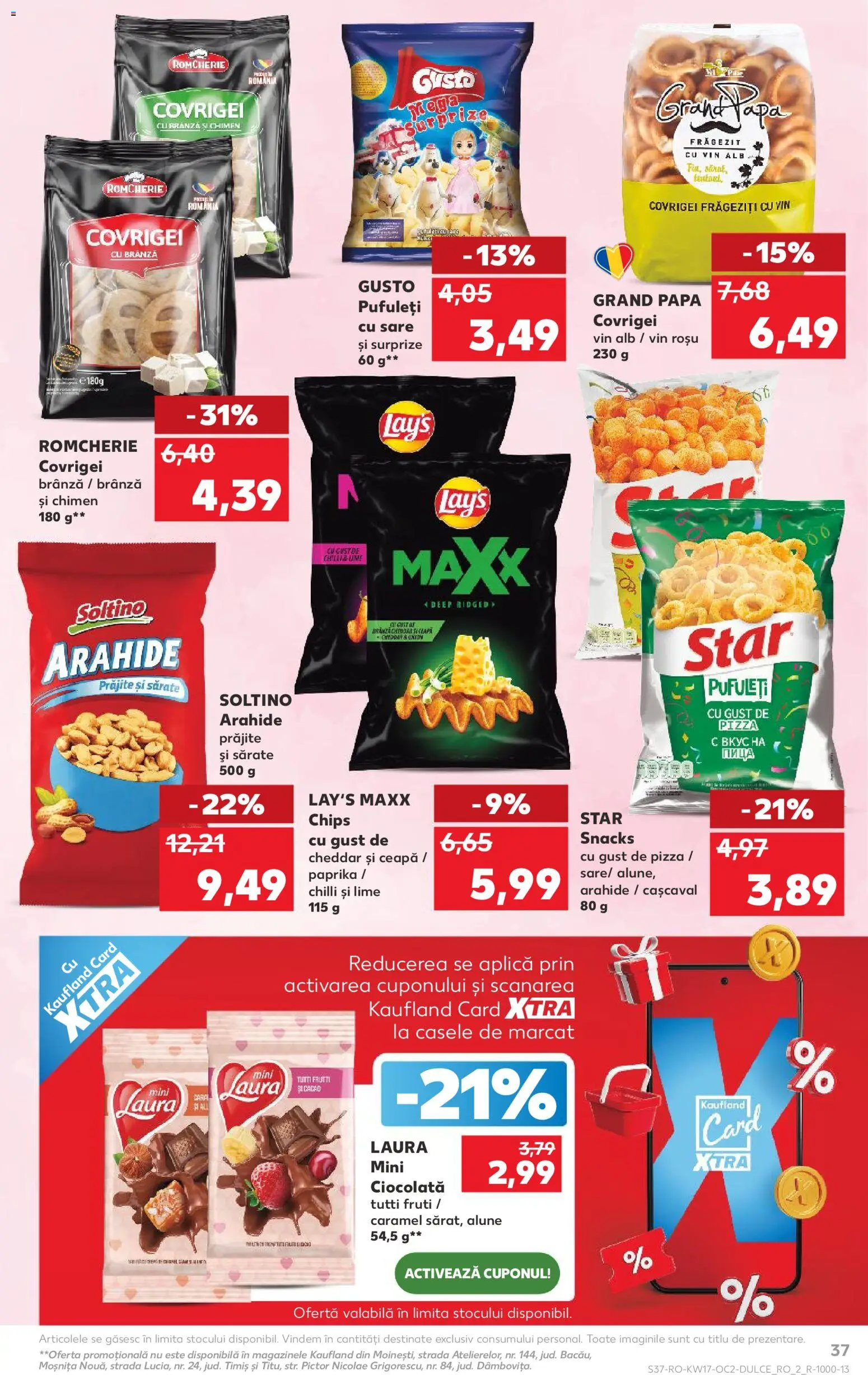 Noul catalog Kaufland – valabil de la 22.04.2026 | Pagină: 37 | Produse: Cașcaval, Arahide, Covrigei, Ceapă