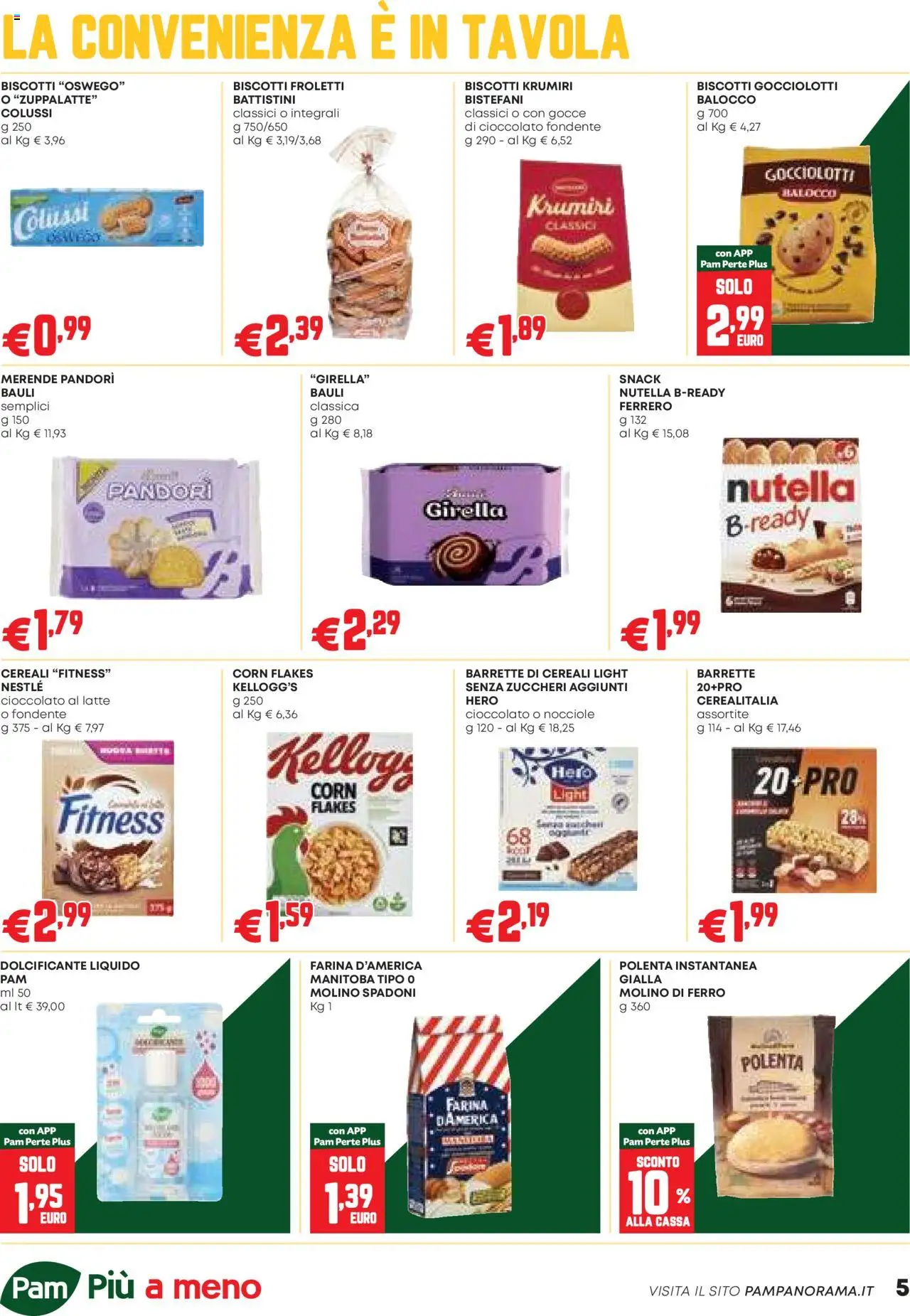 Volantino PAM del 09.10.2025 | Pagina: 5 | Prodotti: Cereali, Biscotti, Farina, Nutella