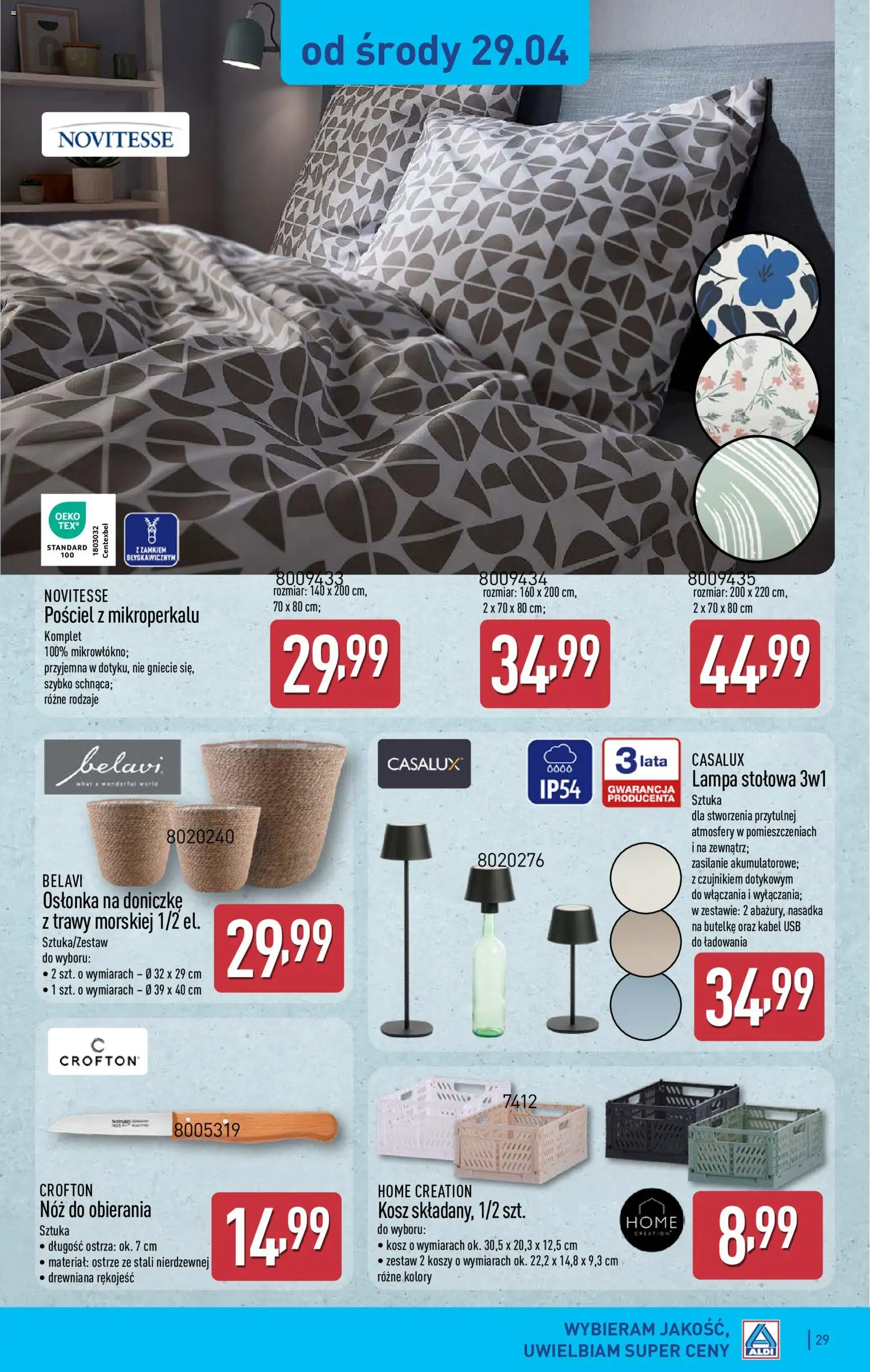 Aldi gazetka od 27.04.2026 | Strona: 29 | Produkty: Pościel, Kabel, USB, Kosz