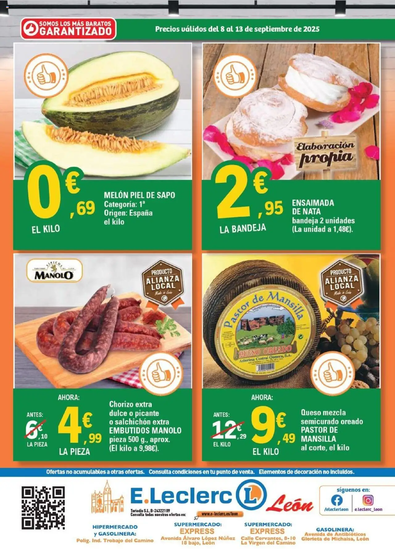 E.Leclerc folleto │ válido desde el 08.09.2025 | Página: 2 | Productos: Φορτιστής, Queso, Νυχτικό, Bandeja