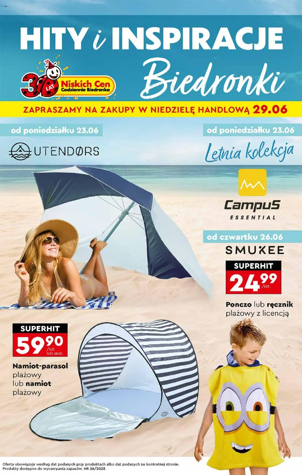 Biedronka - Okazje tygodnia od 23.06.2025 | Strona: 1 | Produkty: Namiot plażowy