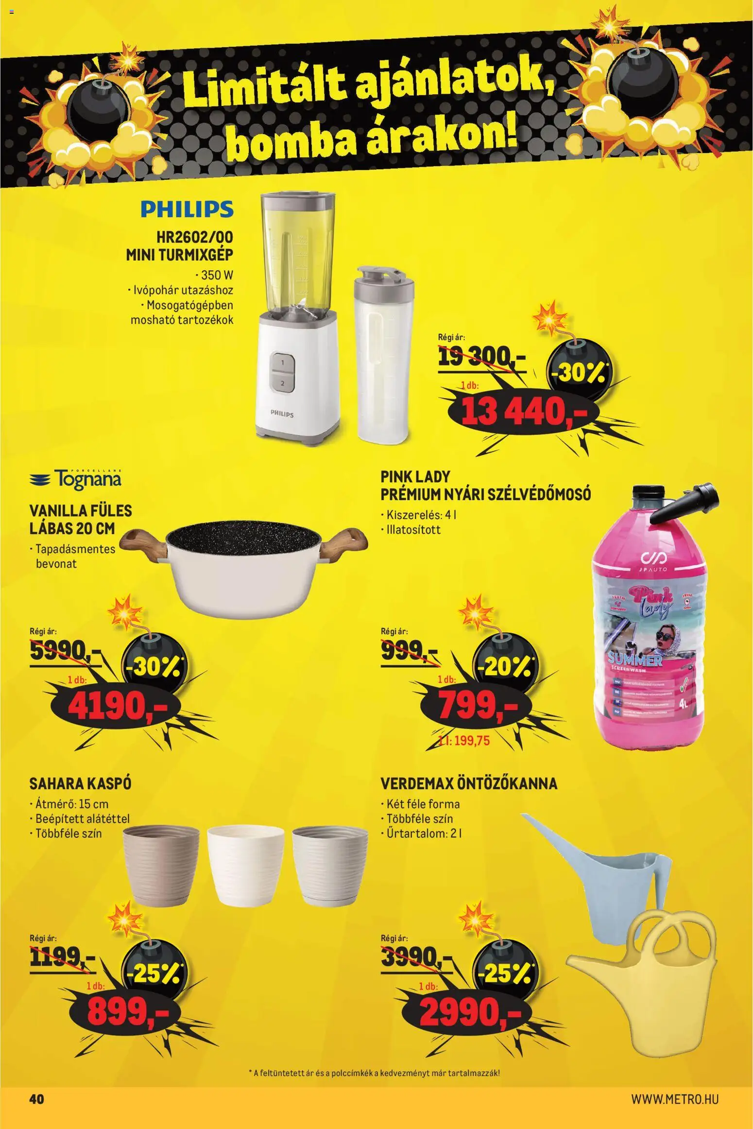Metro akciós ujság - amely érvényes a következő dátumtól: 02.05.2026 | Oldal: 40 | Termékek: Öntözőkanna, Turmixgép, Kaspó