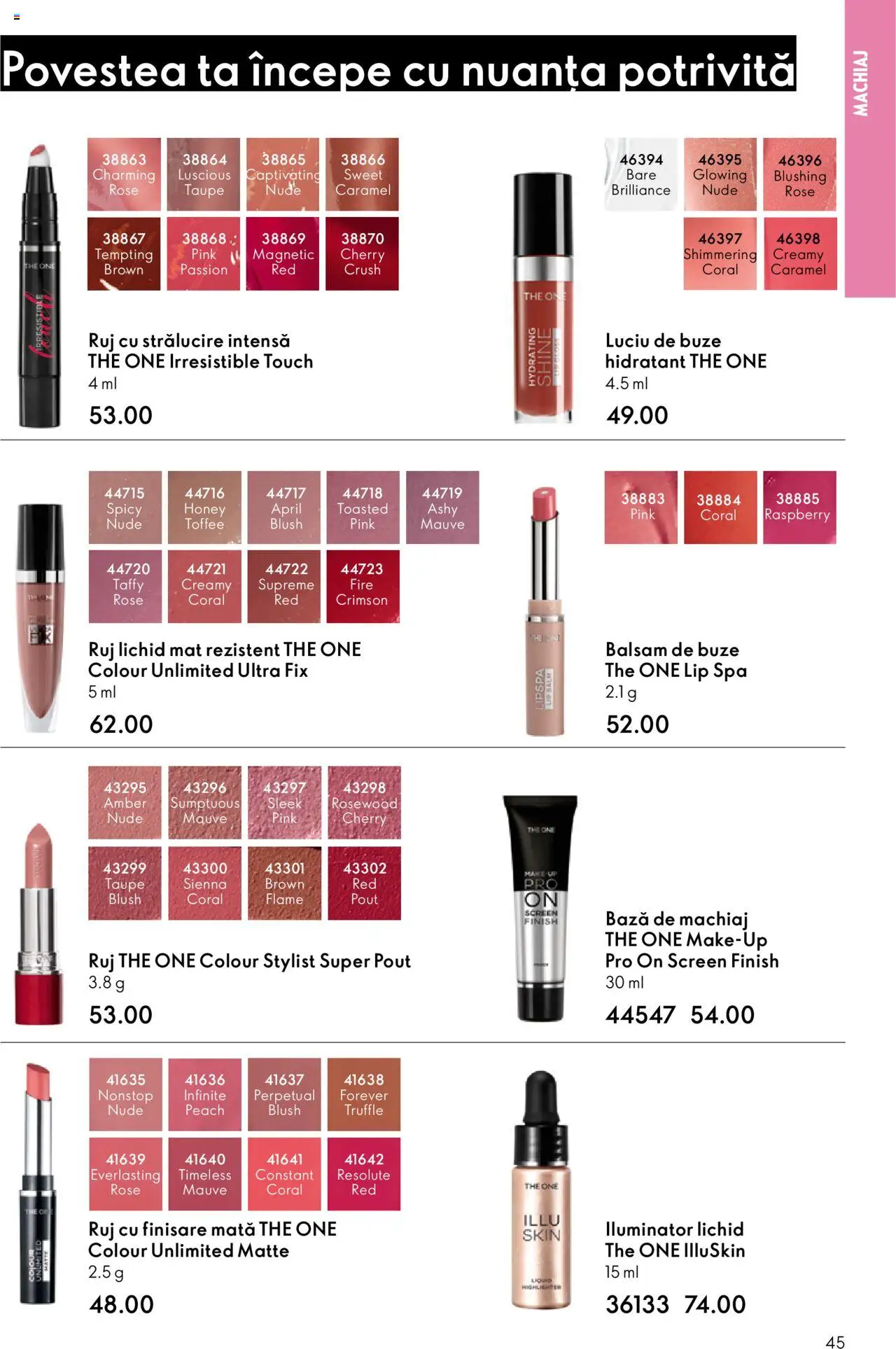Noul catalog Oriflame – valabil de la 01.10.2025 | Pagină: 45 | Produse: Bază de machiaj, Blush, Iluminator, Balsam
