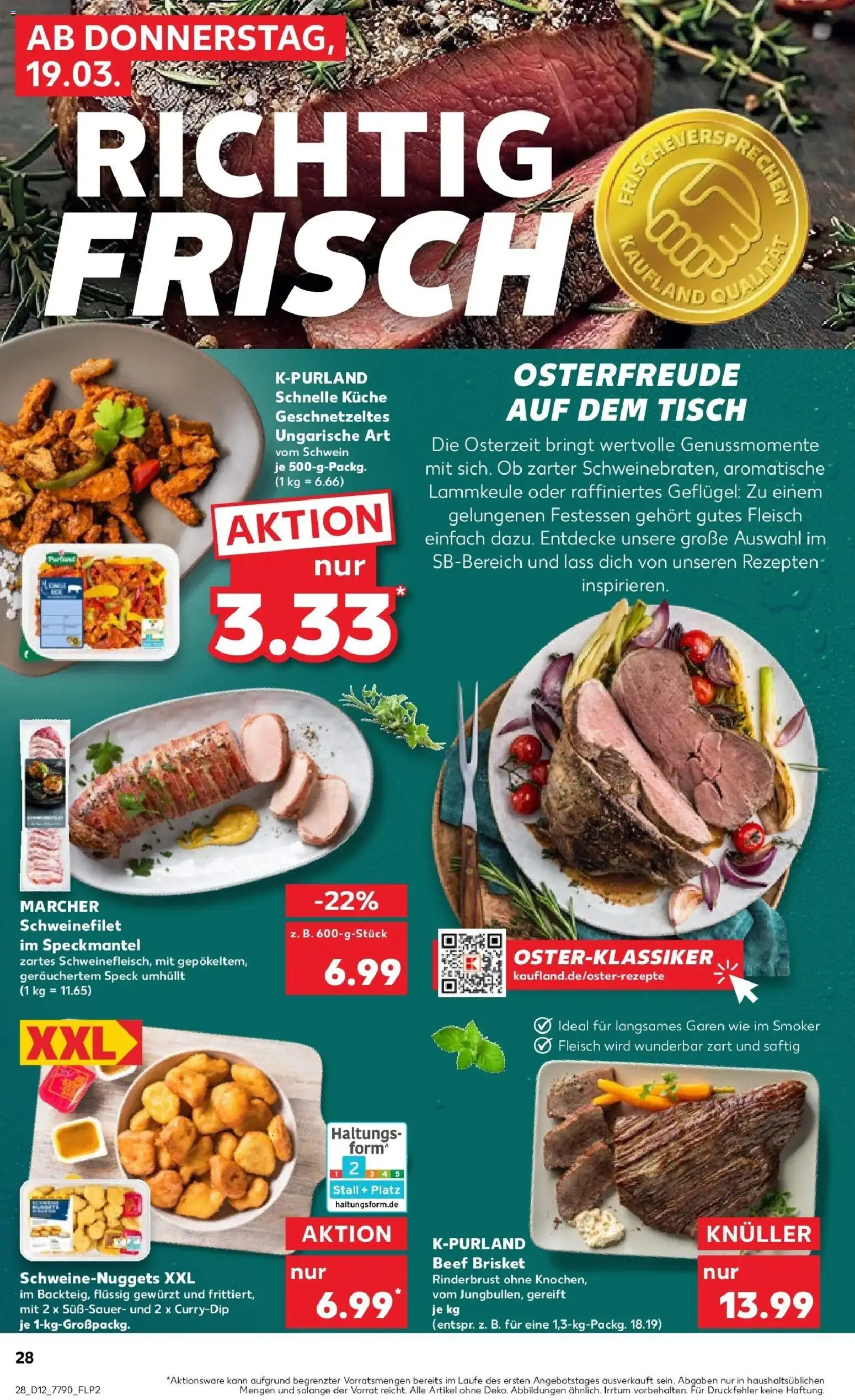 Kaufland Prospekt Oschersleben (Bode)	 – gültig ab 19.03.2026 | Seite: 28 | Produkte: Lammkeule, Tisch, Küche, Fleisch