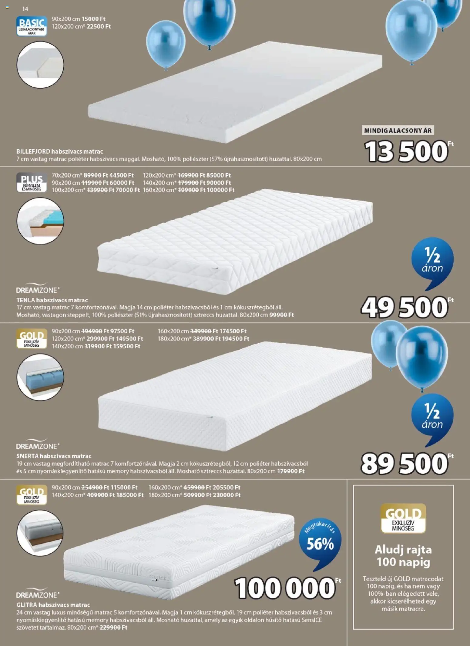 JYSK akciós ujság - amely érvényes a következő dátumtól: 08.04.2026 | Oldal: 14 | Termékek: Matrac