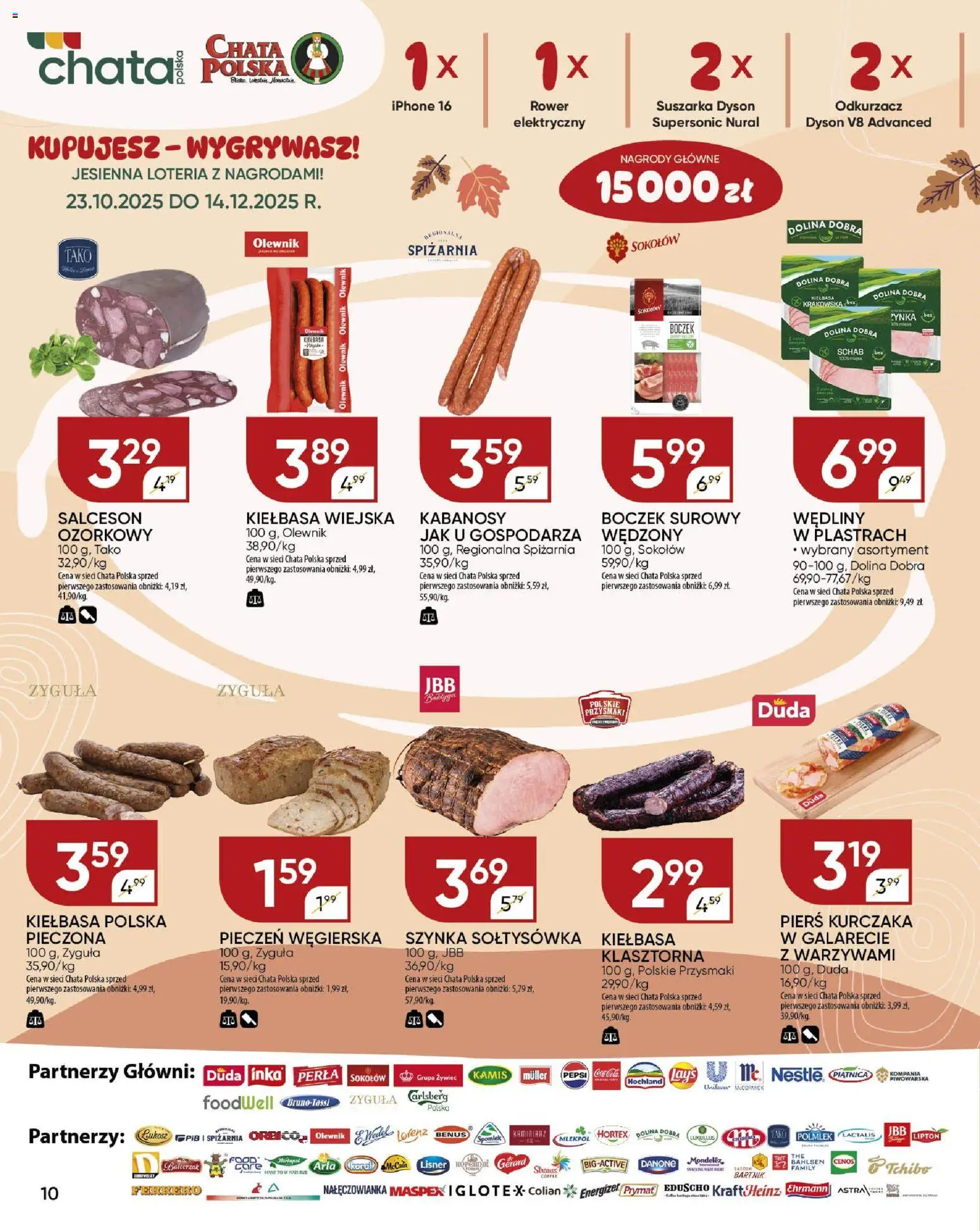 Chata Polska - Gazetka od 06.11.2025 | Strona: 10 | Produkty: Schab, Odkurzacz, Szynka, Wędliny