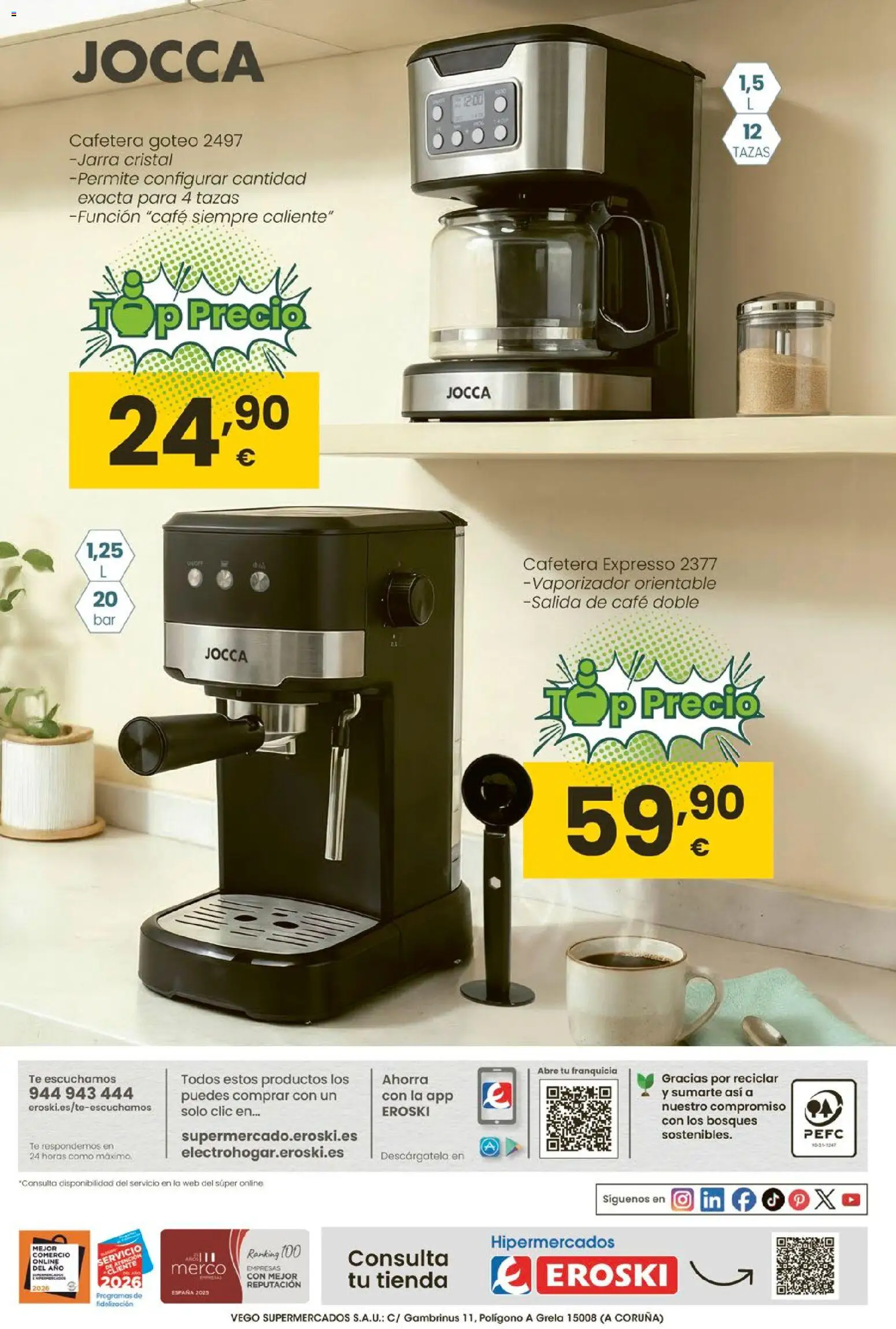 Eroski - Moda primavera-verano 2026 │ válido desde el 26.03.2026 | Página: 50 | Productos: Café, Té, Cafetera