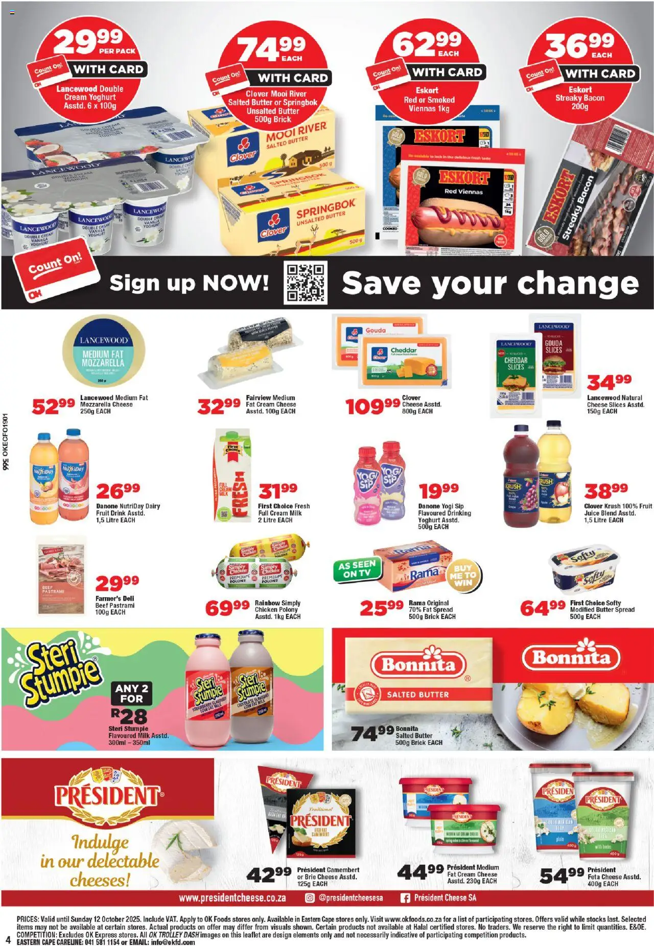 New OK Foods catalogue – valid from 24.09.2025 | Page: 4 | Products: Chocolate, Juice, Beef, Máscara de pestañas
