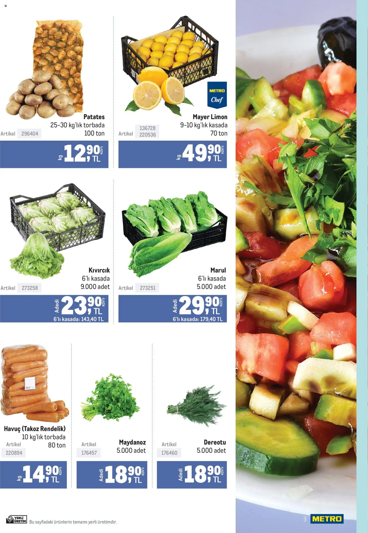 Metro - Lokantalar - 24.12.2025 tarihinden itibaren geçerlidir | Sayfa: 3 | Ürünler: Patates, Limon, Maydanoz, Dereotu