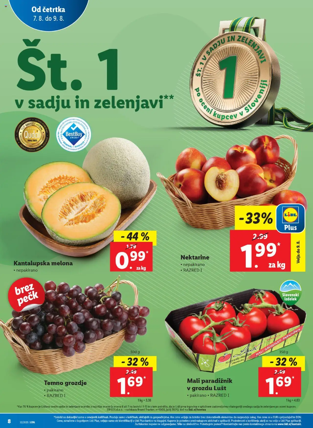 Lidl - Maribor │ velja od 07.08.2025 | Stran: 10 | Izdelki: Grozdje, Melona, Paradiznik, Sadje