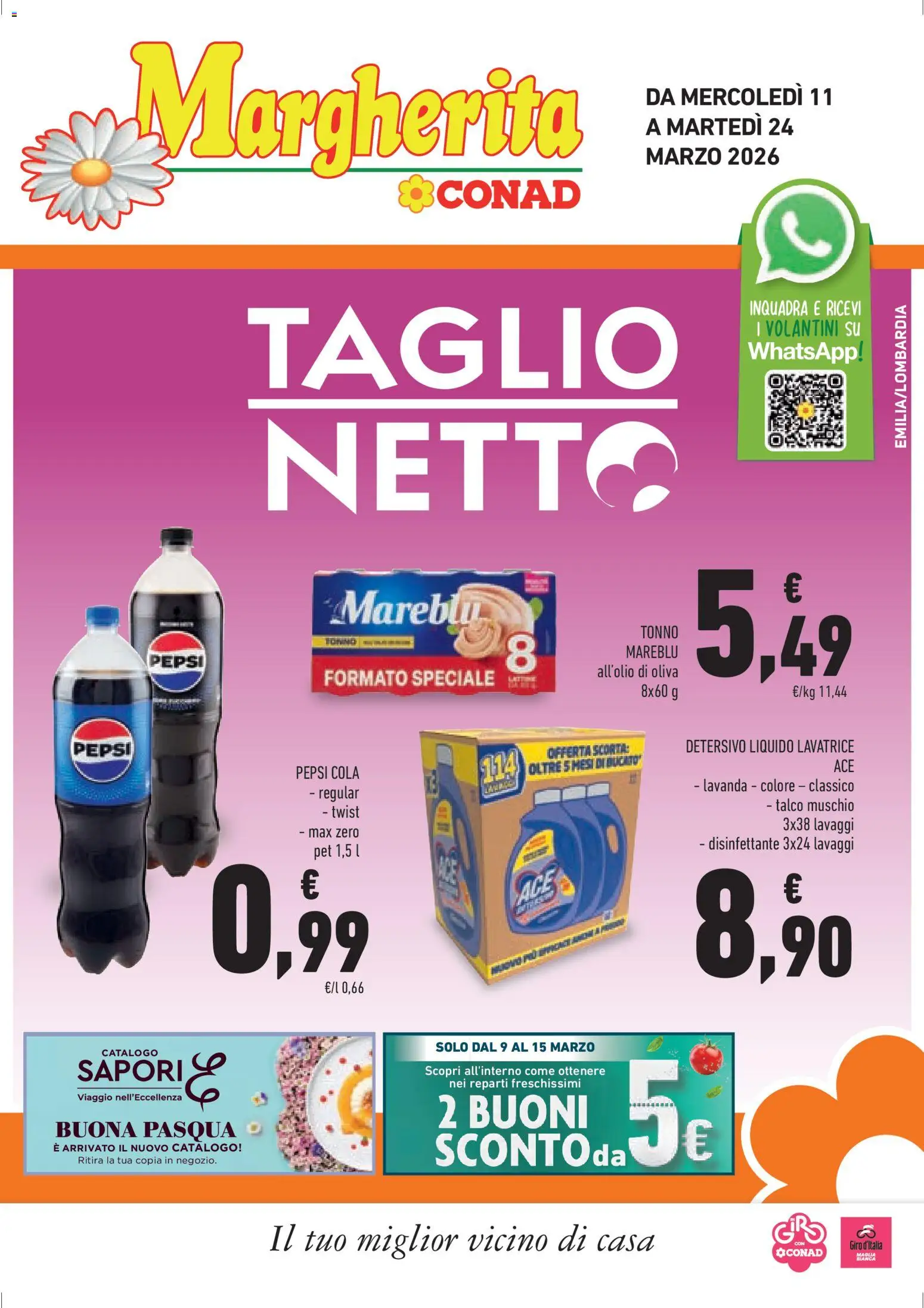 Volantino Conad del 11.03.2026 | Pagina: 1 | Prodotti: Talco, Tonno, Lavanda, Pepsi