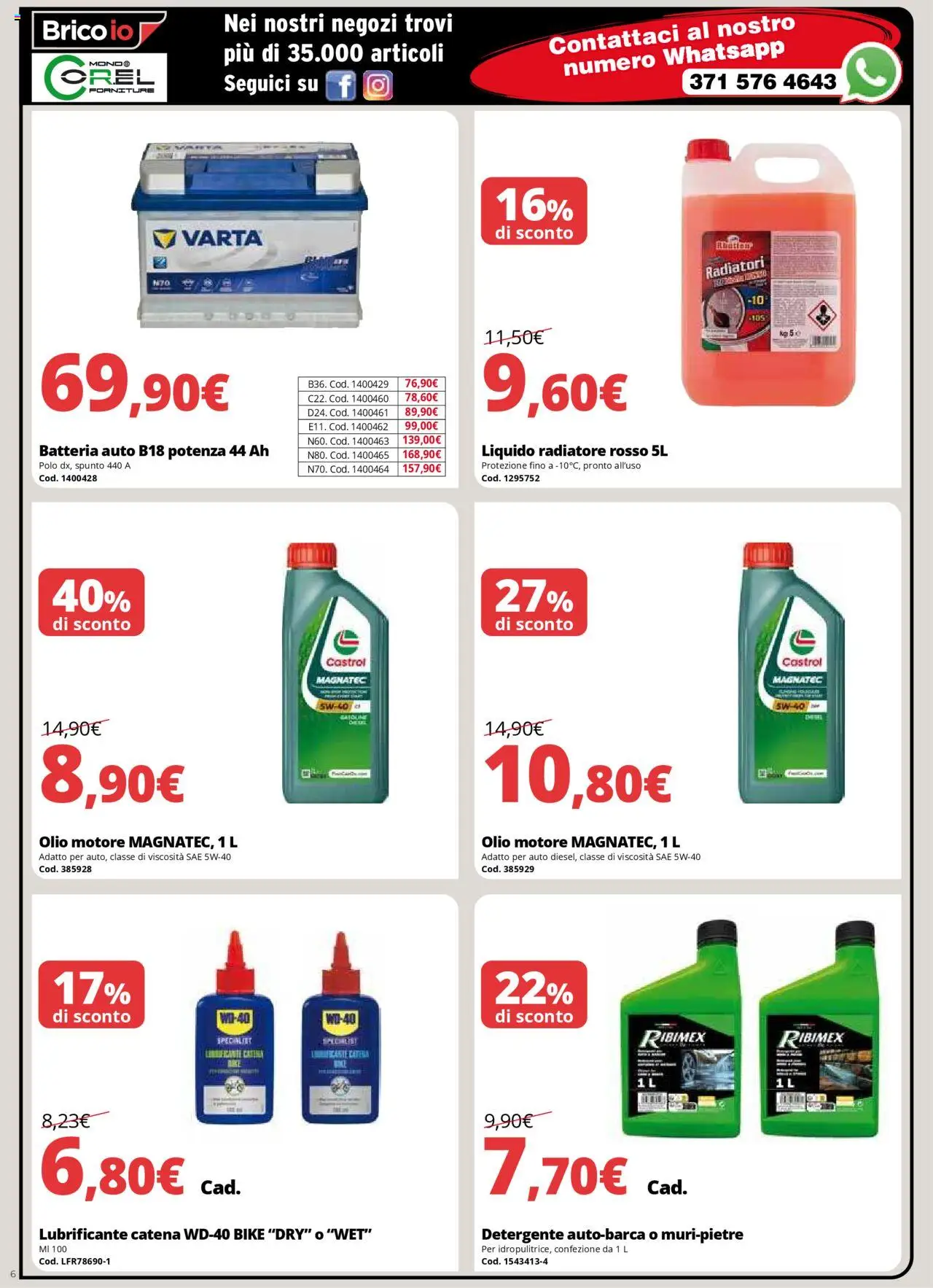 Volantino Brico io del 09.09.2025 | Pagina: 6 | Prodotti: Olio motore, Detergente, Olio, Polo