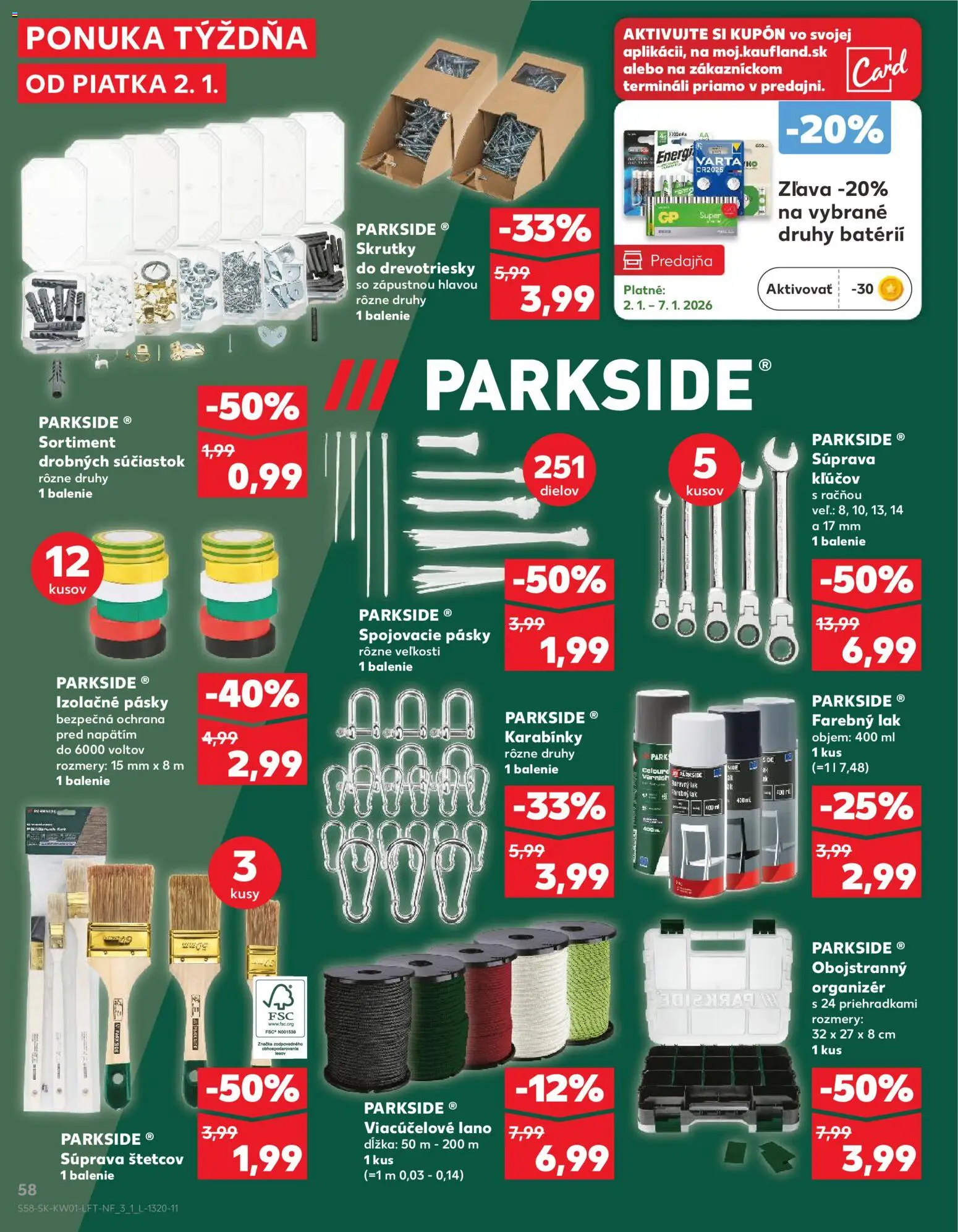 Nové Kaufland akcie – leták je platný od 02.01.2026 | Strana: 58 | Produkty: Organizér, Parkside