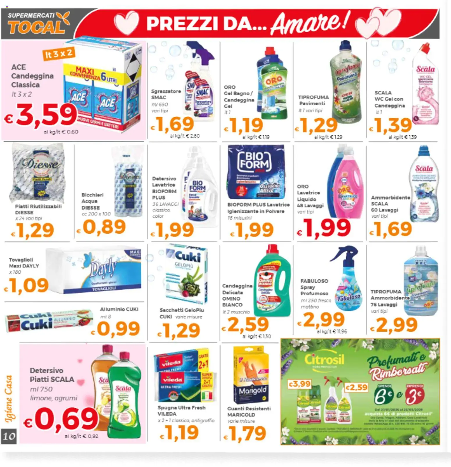 Volantino Tocal del 13.02.2026 | Pagina: 10 | Prodotti: Ammorbidente, Acqua, WC, Bagno