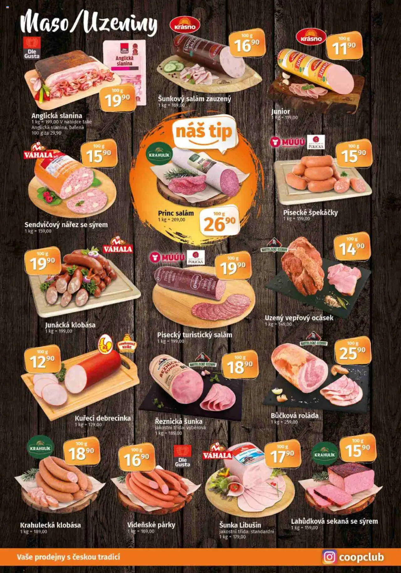 Konzum leták od 10.09.2025 | Strana: 2 | Produkty: Salám, Šunka, Vídeňské párky, Kuře