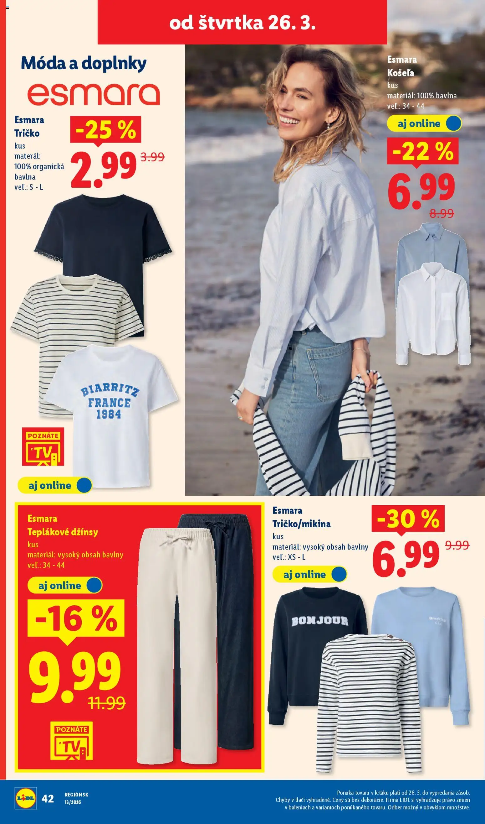 Nové Lidl akcie – leták je platný od 23.03.2026 | Strana: 84 | Produkty: Tričko, Košeľa
