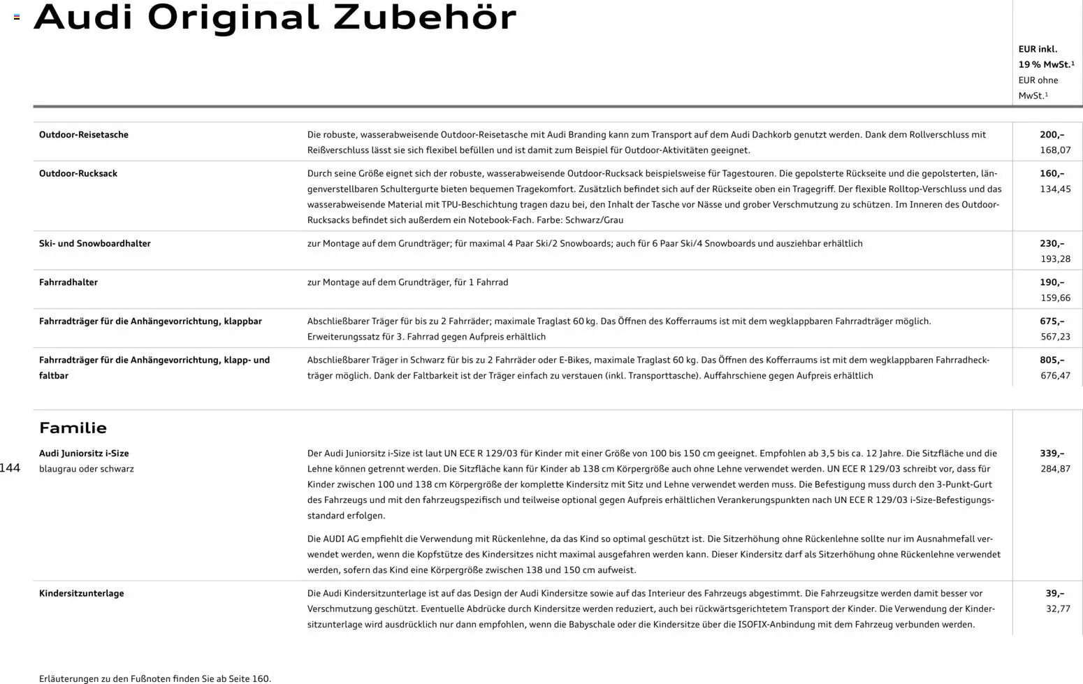 Audi A3 – gültig ab 28.10.2025 | Seite: 144 | Produkte: Tasche, Ski