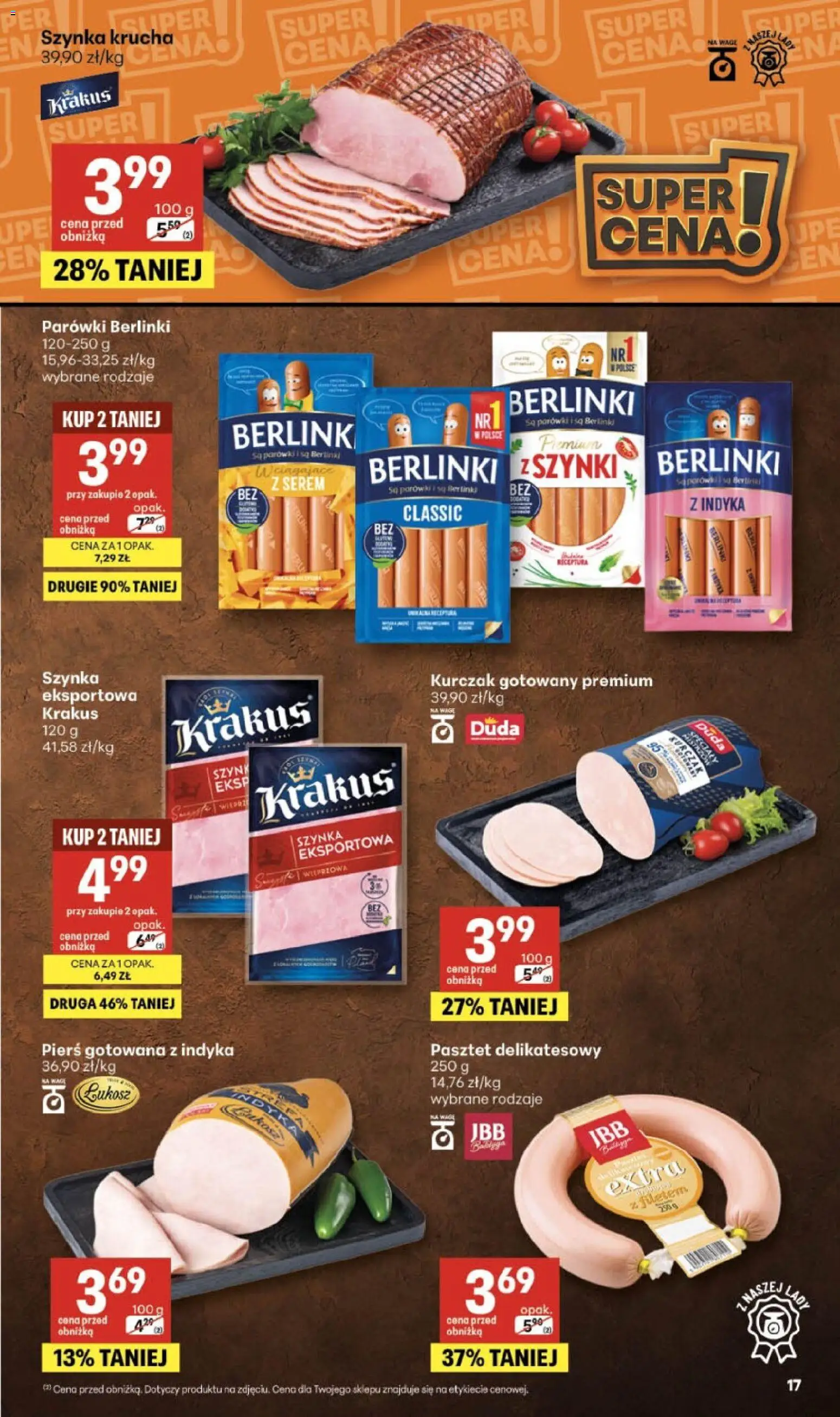 Delikatesy Centrum gazetka od 26.03.2026 | Strona: 17 | Produkty: Parówki berlinki, Kurczak, Parówki, Szynka