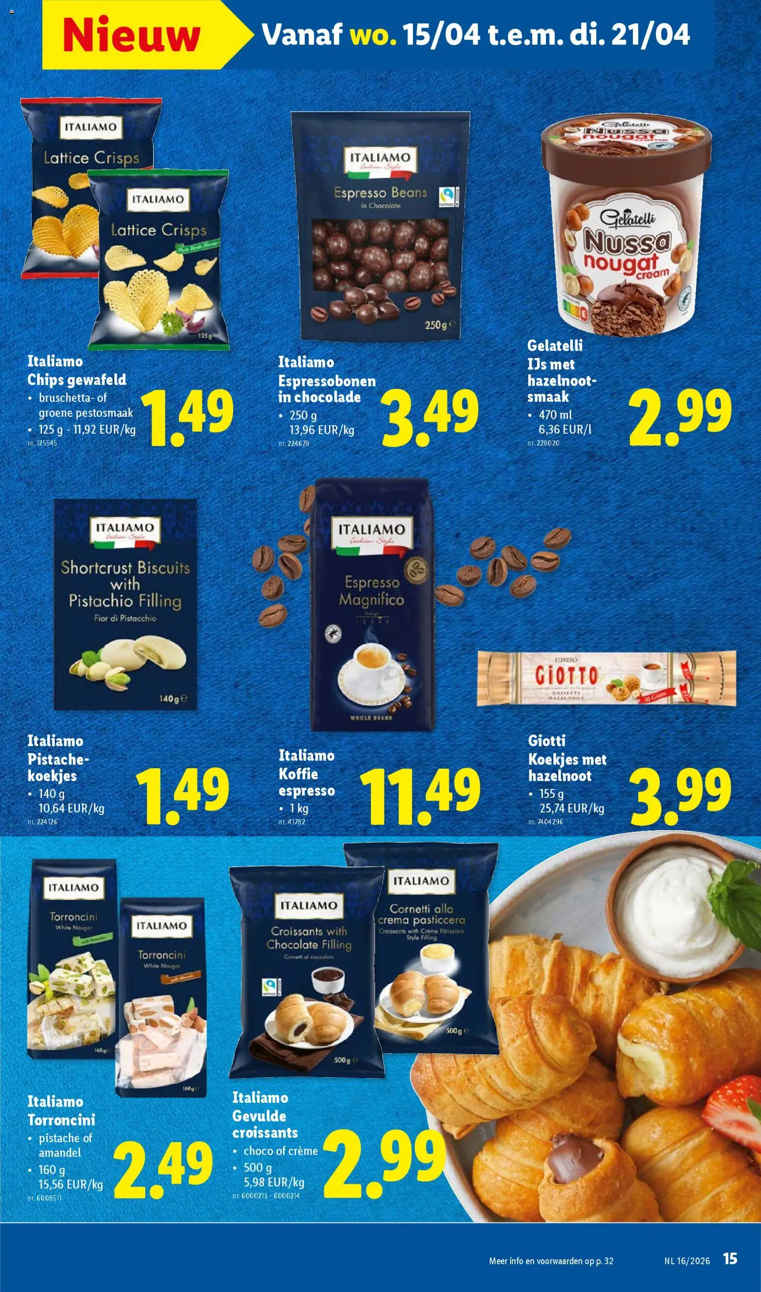 {H1} | Pagina: 15 | Producten: Chips, Crème, Koffie, Chocolade