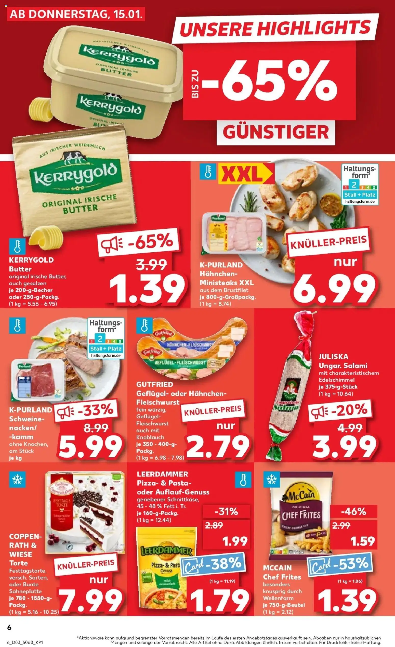 Kaufland prospekt Göttingen	 – gültig ab 15.01.2026 | Seite: 14 | Produkte: Butter, McCain, Salami, Pizza