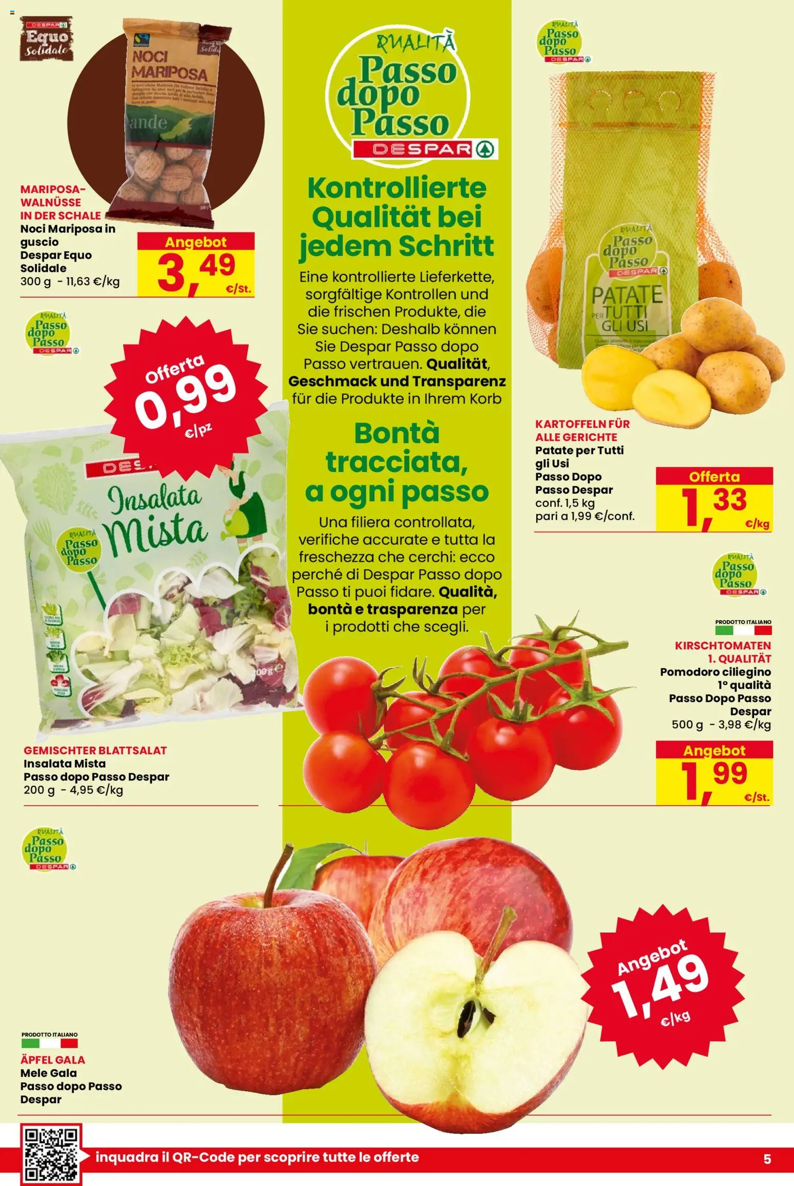 Volantino Despar del 13.11.2025 | Pagina: 5 | Prodotti: Insalata, Patate, Pomodoro, Noci