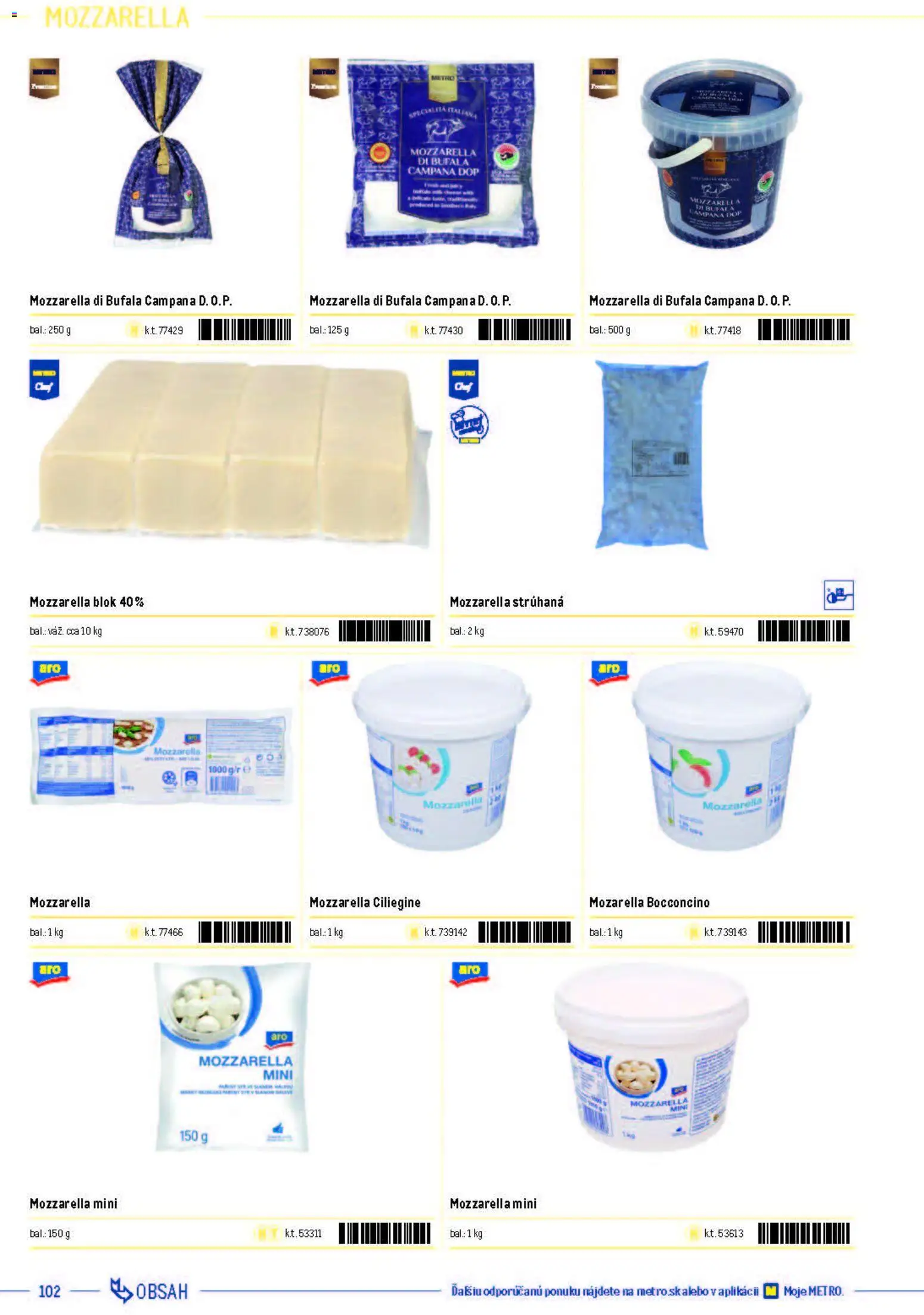 Nové Metro akcie – leták je platný od 05.12.2025 | Strana: 102 | Produkty: Mozzarella