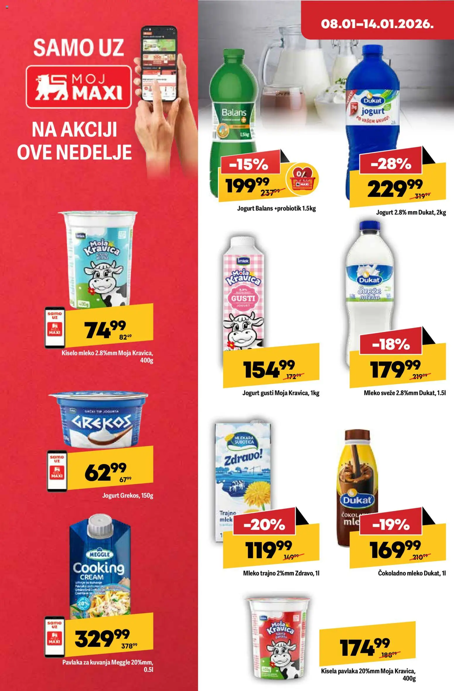 Maxi katalog - važi od 08.01.2026 | Strana: 10 | Proizvode: Kiselo mleko, Mleko, Jogurt, Pavlaka
