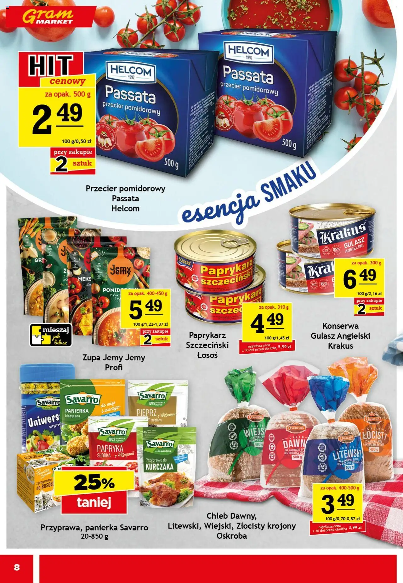 Gram Market Gazetka od 13.08.2025 | Strona: 8 | Produkty: Przecier pomidorowy, Papryka, Zupa, Pieprz