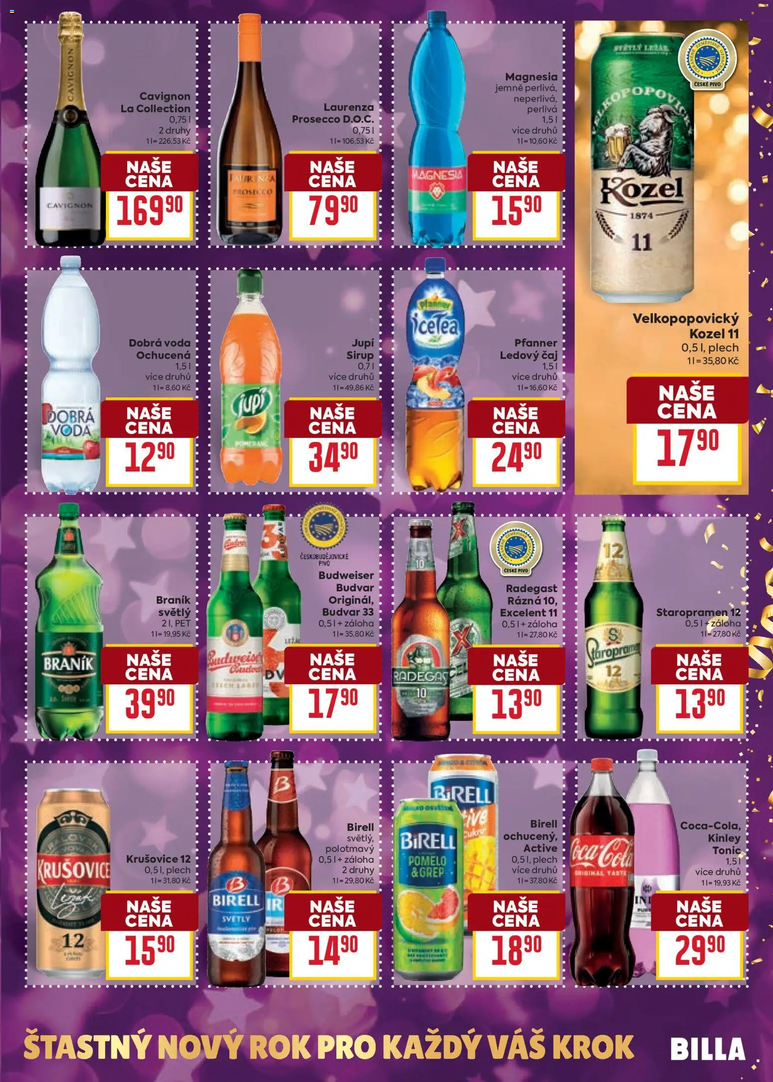 Billa Velký leták od 27.12.2025 | Strana: 23 | Produkty: Voda, Excelent 11, Coca cola, Budvar 33