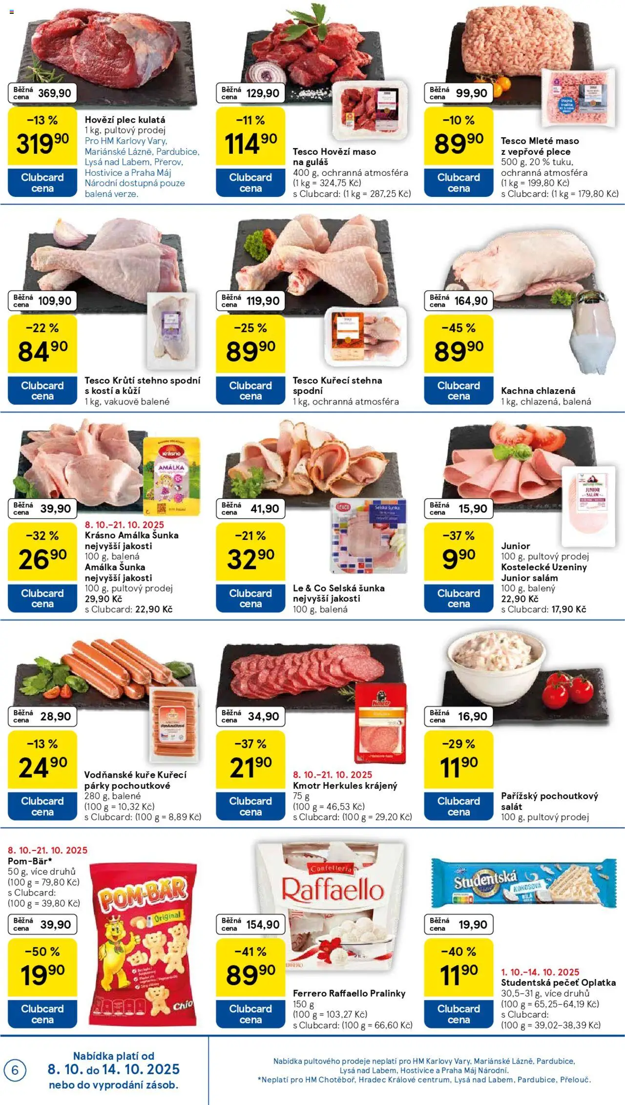 Tesco leták - Hypermarket od 08.10.2025 | Strana: 6 | Produkty: Salám, Párky, Uzeniny, Guláš