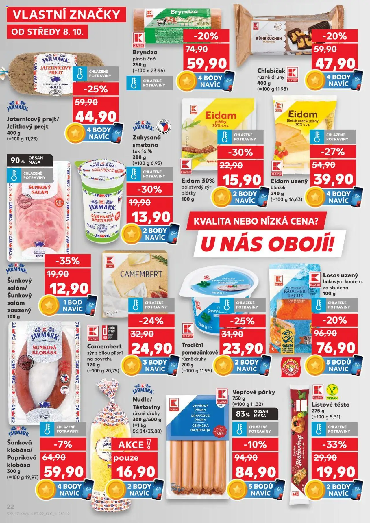 Kaufland leták - Praha 4 od 08.10.2025 | Strana: 22 | Produkty: Vegan, Párky, Klobása, Bryndza