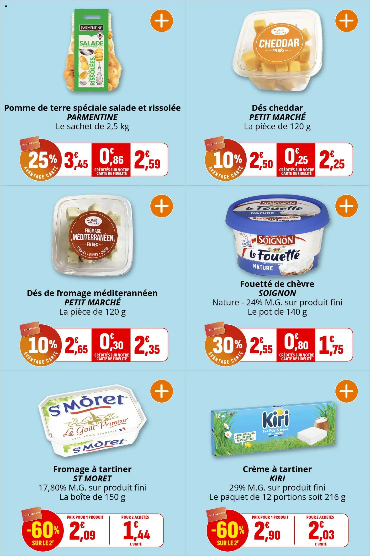 {H1} | Page: 8 | Produits: Olives, Tomates, Fromage à tartiner, Crème