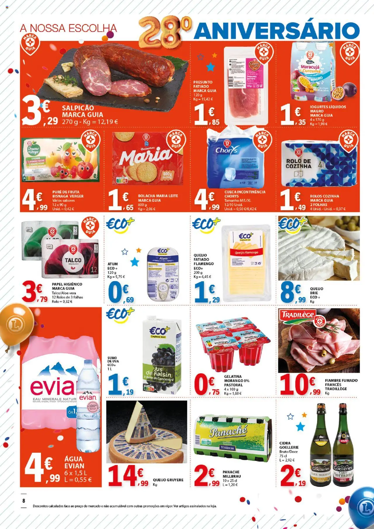 E.Leclerc - Aniversário Santa Maria da Feira │ válido de 24.07.2025 | Página: 8 | Produtos: Bolachas, Salpicão, Queijo, Presunto