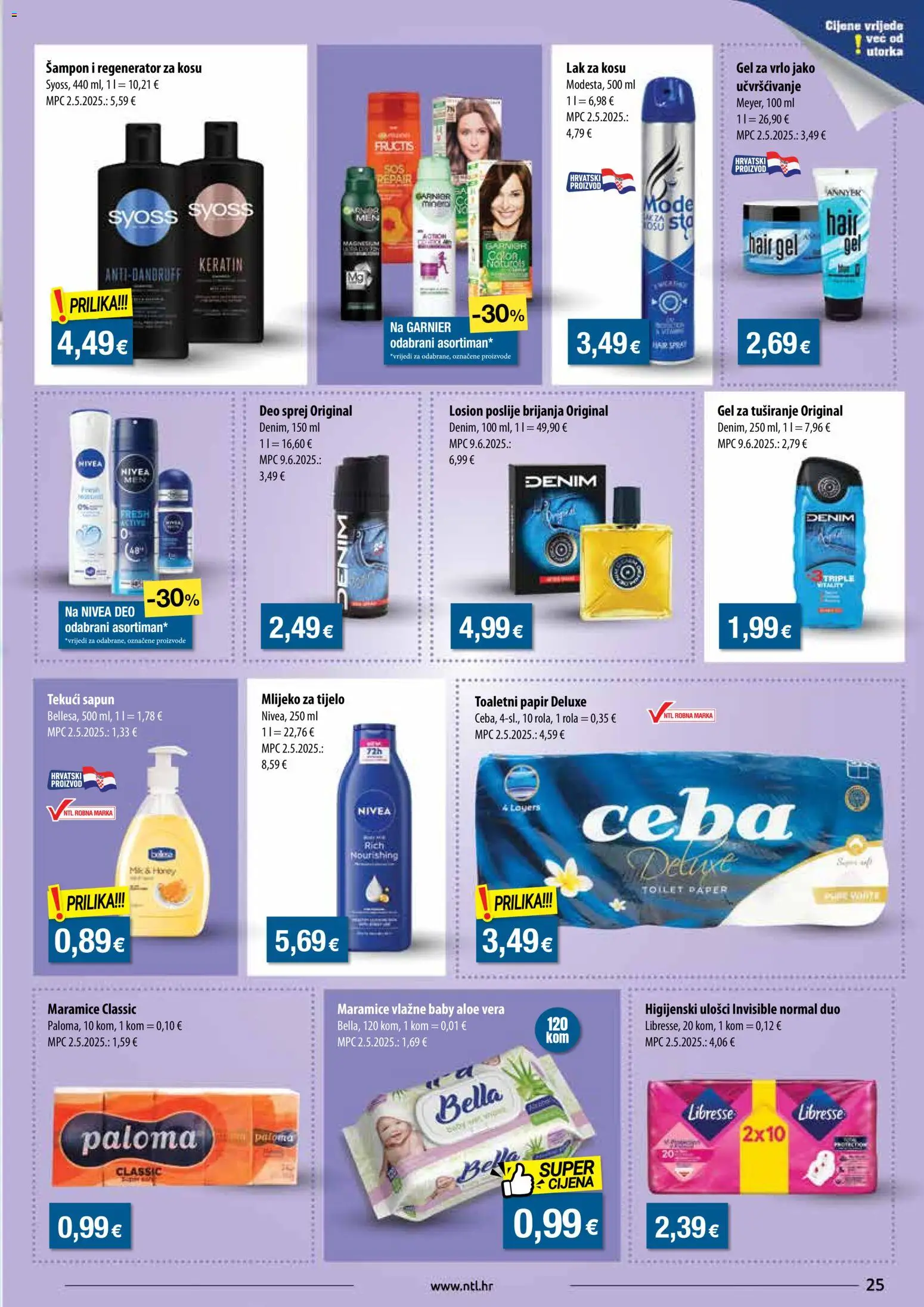 NTL katalog | vrijedi od 19.11.2025 | Stranica: 25 | Proizvodi: Gel za tuširanje, Toaletni papir, Nivea, Libresse