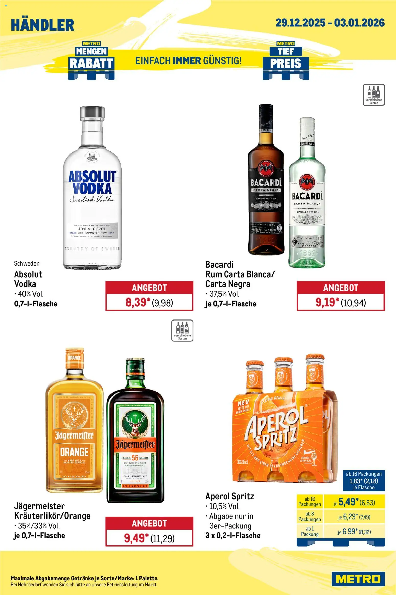 Metro Wochen-Angebote Händler – gültig ab 29.12.2025 | Seite: 5 | Produkte: Rum, Jägermeister, Aperol, Vodka