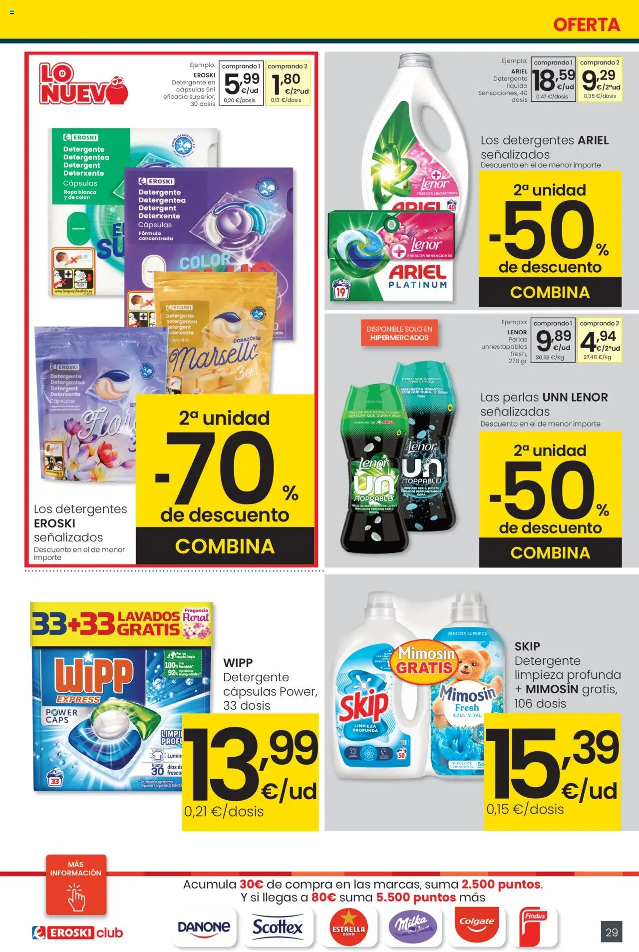Eroski - Precio más bajo  │ válido desde el 16.10.2025 | Página: 29 | Productos: Κρεμάστρα, Detergente, Ropa, Suavizante
