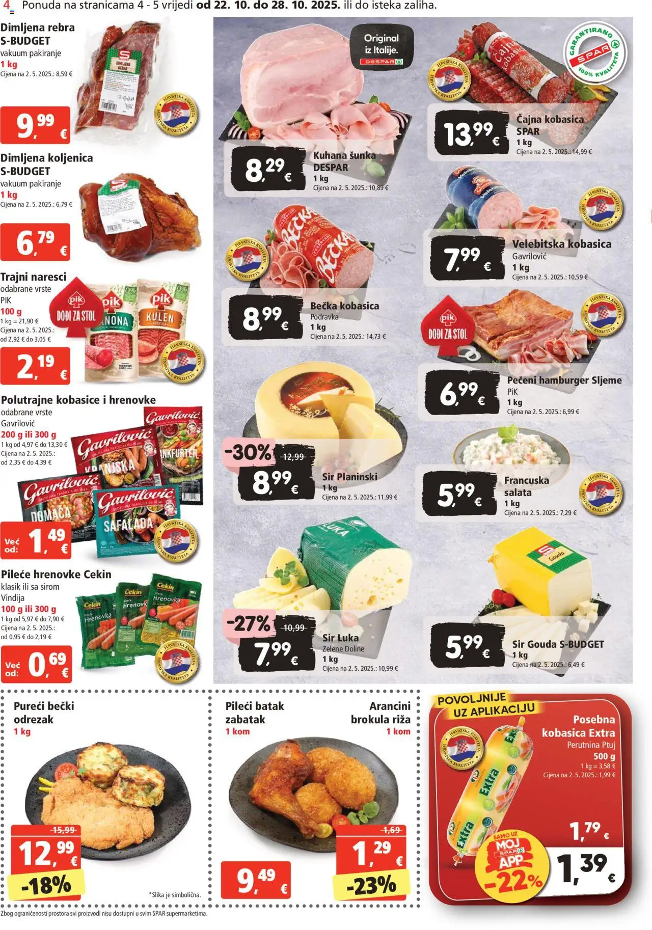 Spar katalog | vrijedi od 22.10.2025 | Stranica: 4 | Proizvodi: Vindija, Hrenovke, Podravka, Salata