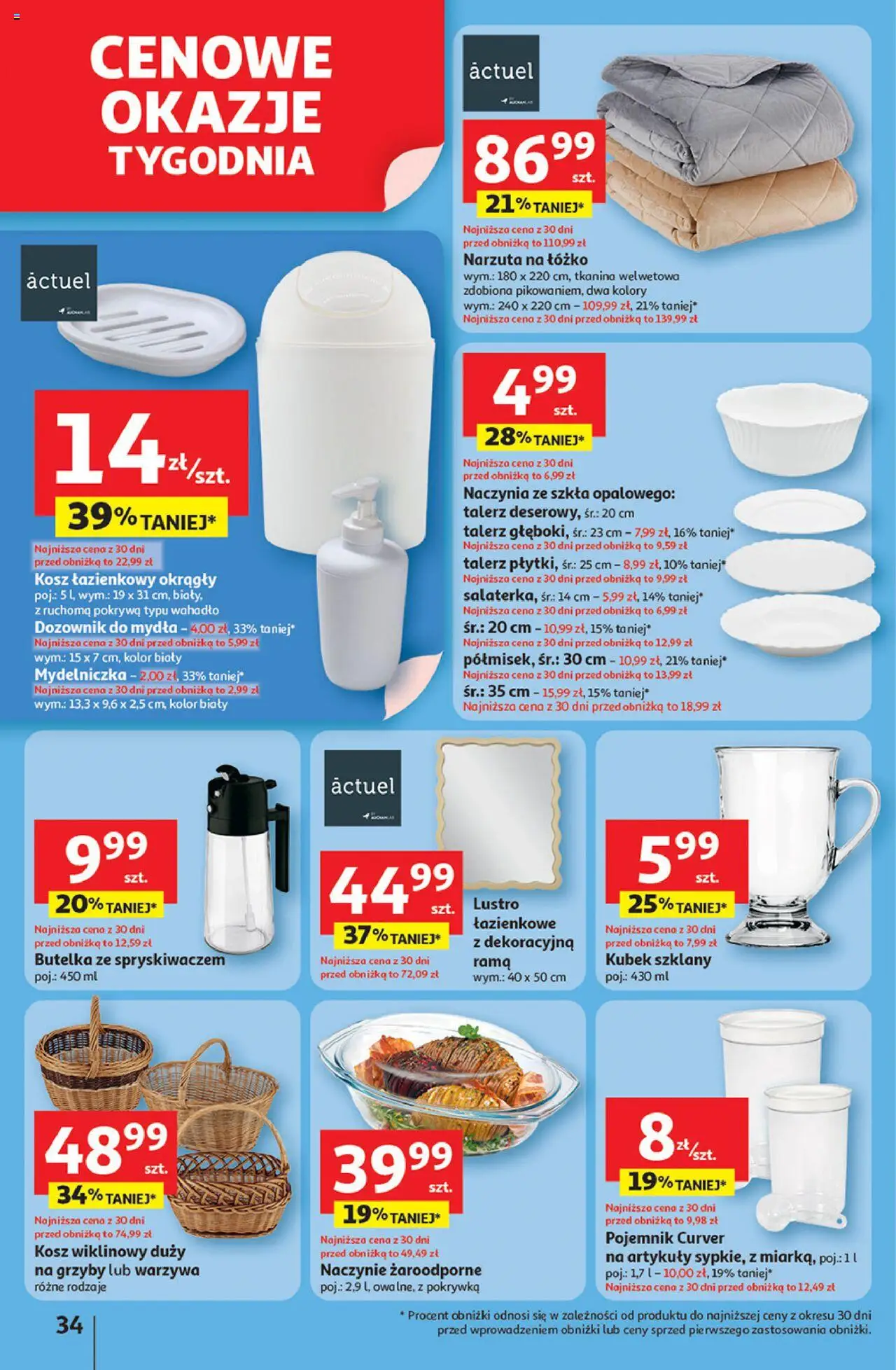 Auchan Gazetka - Pewność niskich cen Hipermarket od 18.09.2025 | Strona: 34 | Produkty: Łóżko, Kosz, Lustro, Warzywa