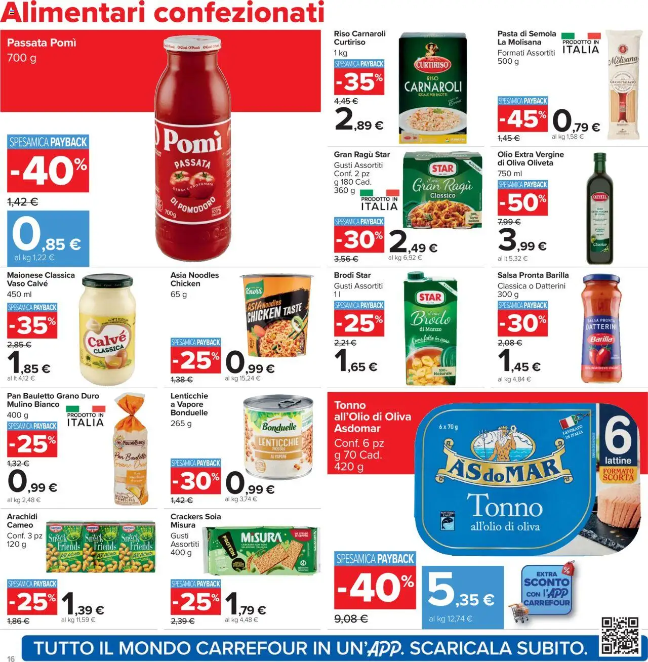 Volantino Carrefour del 20.10.2025 | Pagina: 16 | Prodotti: Pomodoro, Olio, Pasta, Crackers