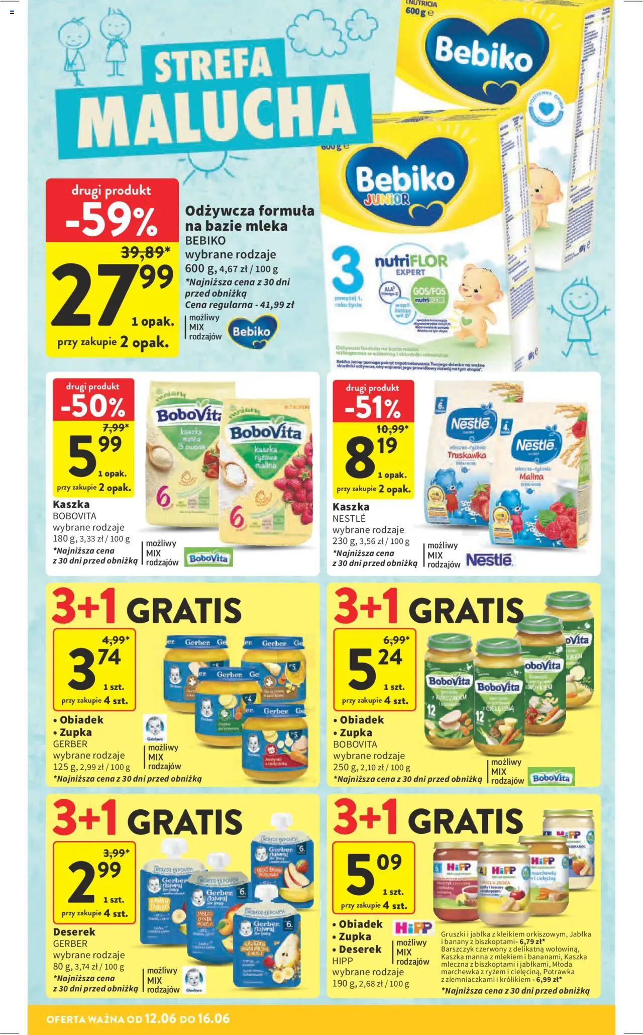 Intermarche Gazetka od 12.06.2025 | Strona: 44 | Produkty: Kaszka manna, Mleko, Banan, Banany