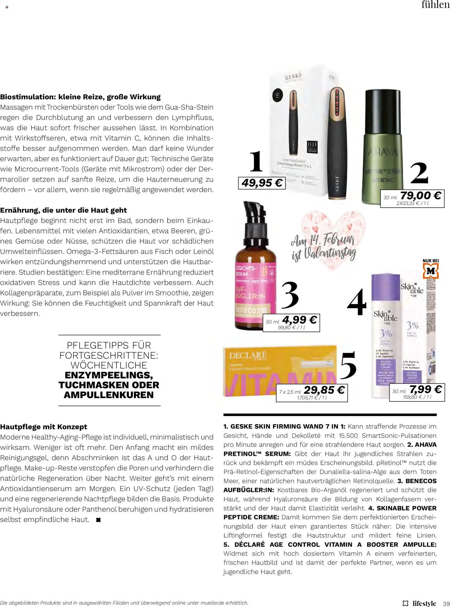 Müller - Lifestyle – gültig ab 01.01.2026 | Seite: 39 | Produkte: Leinöl, Creme, Fisch, Serum